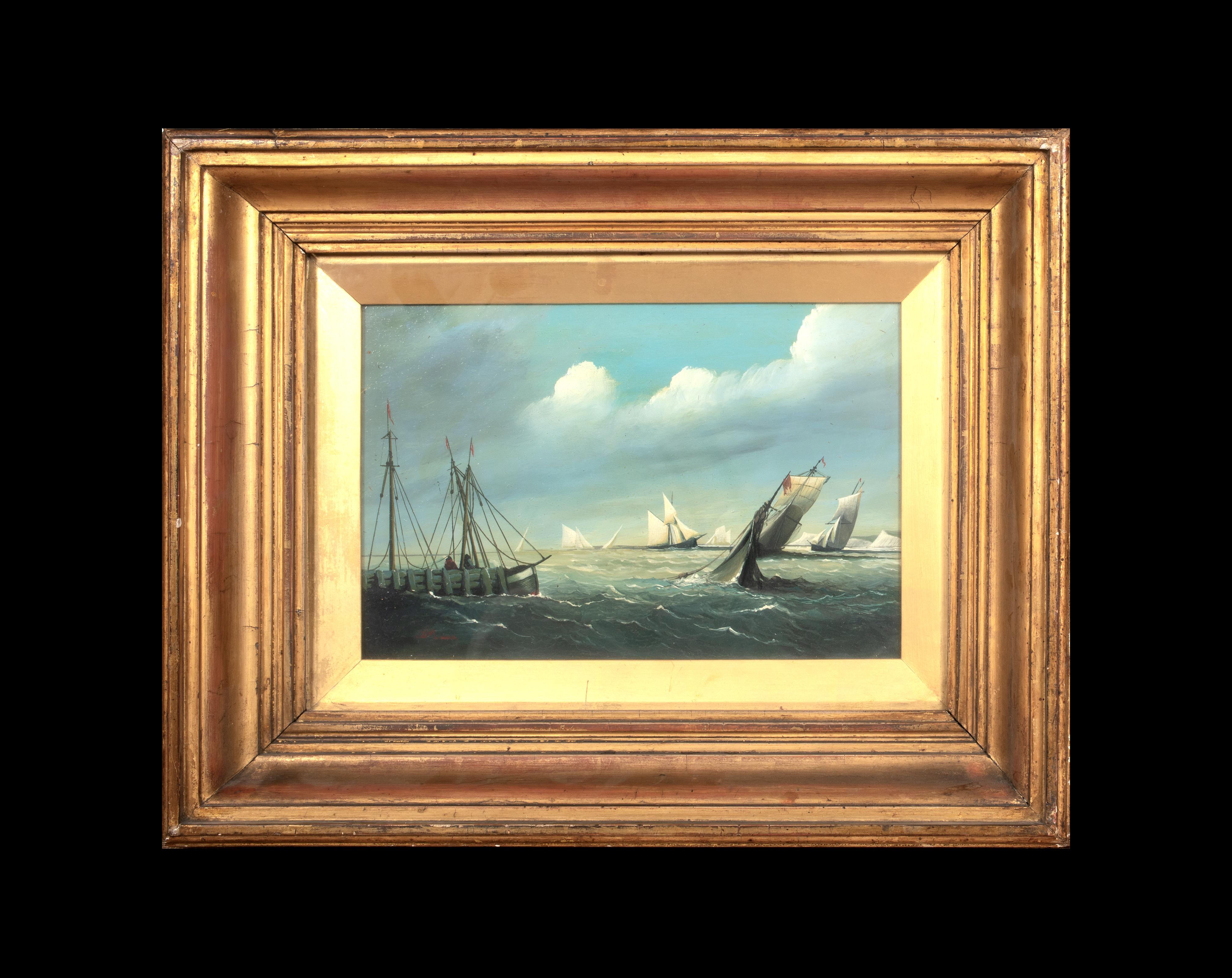 Shipping Off Dover, 19th Century  attributed to THOMAS BUTTERSWORTH (1768-1842) - Painting by Thomas Buttersworth