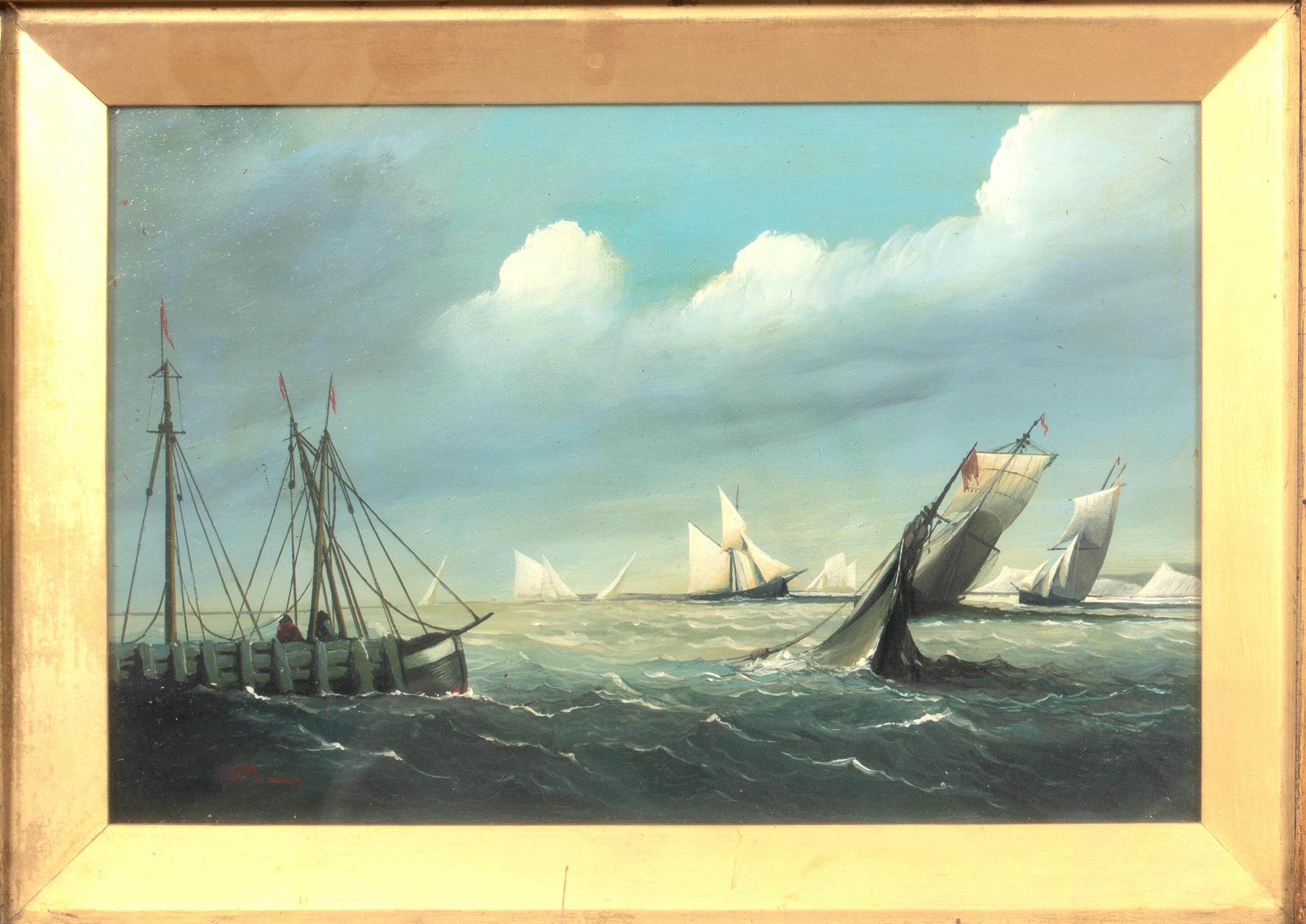 Shipping Off Dover, 19th Century  attributed to THOMAS BUTTERSWORTH (1768-1842) - Brown Landscape Painting by Thomas Buttersworth