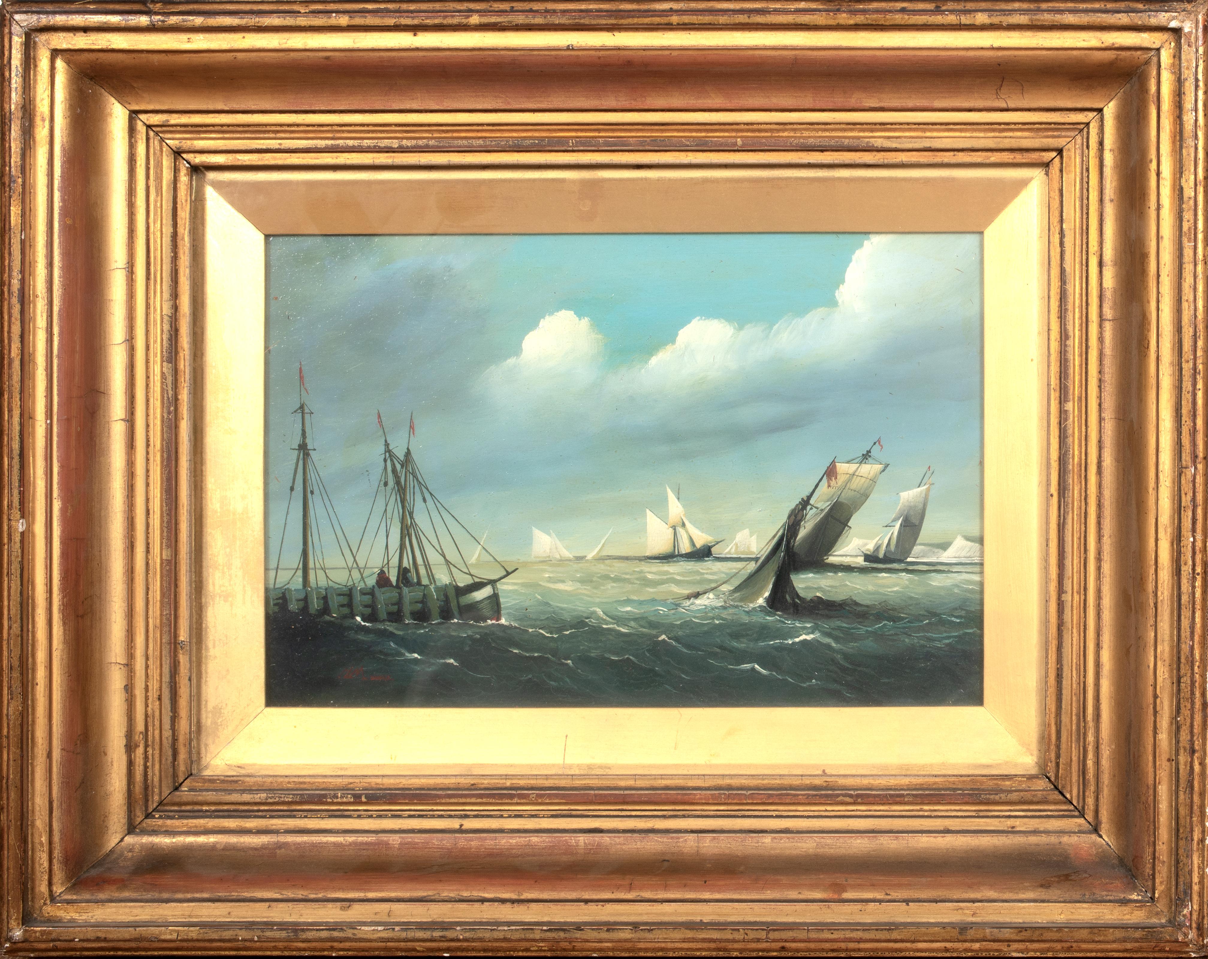 Thomas Buttersworth Landscape Painting - Shipping Off Dover, 19th Century  attributed to THOMAS BUTTERSWORTH (1768-1842)