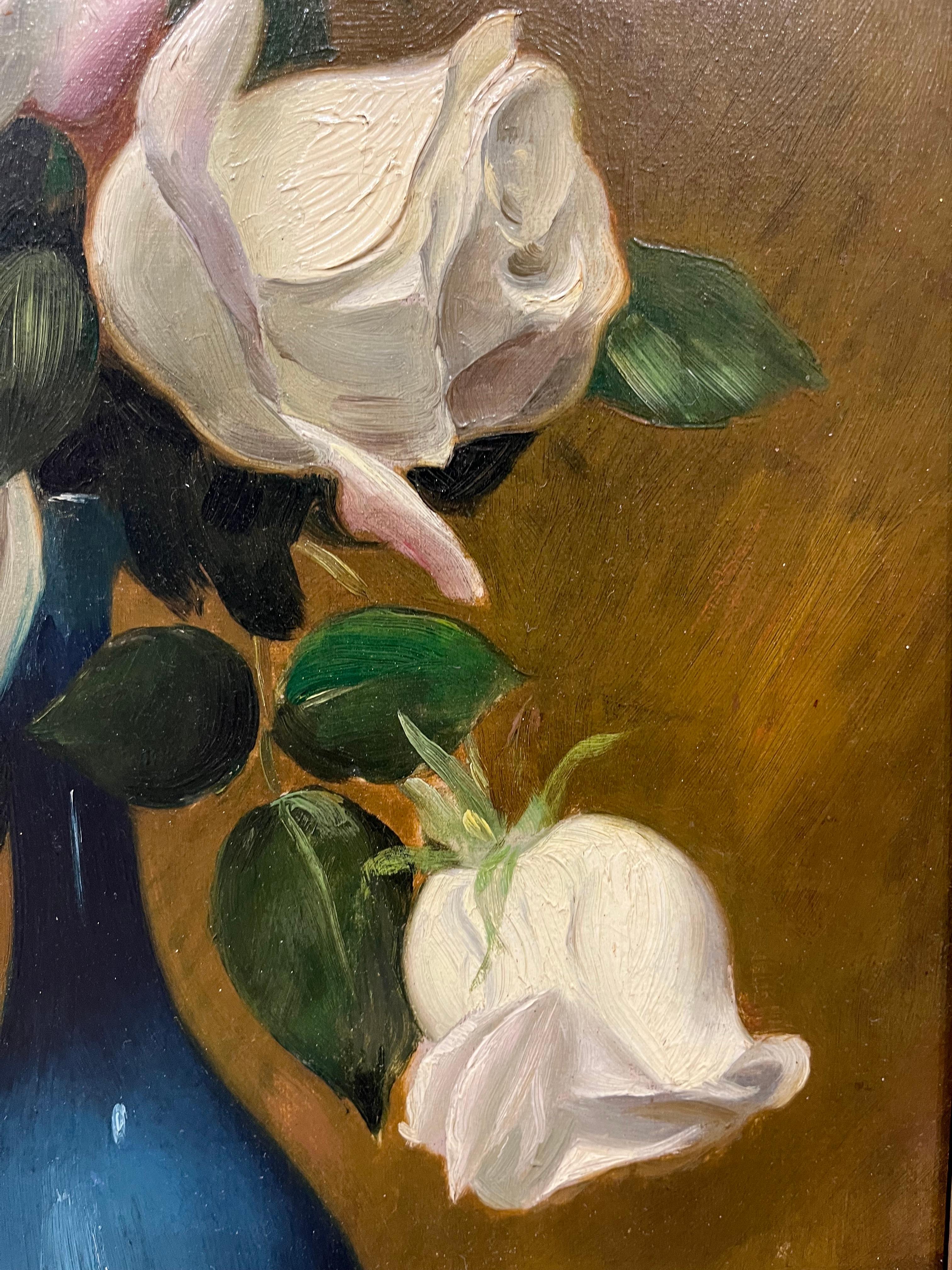 Floral Still Life of White Roses Oil Painting  2