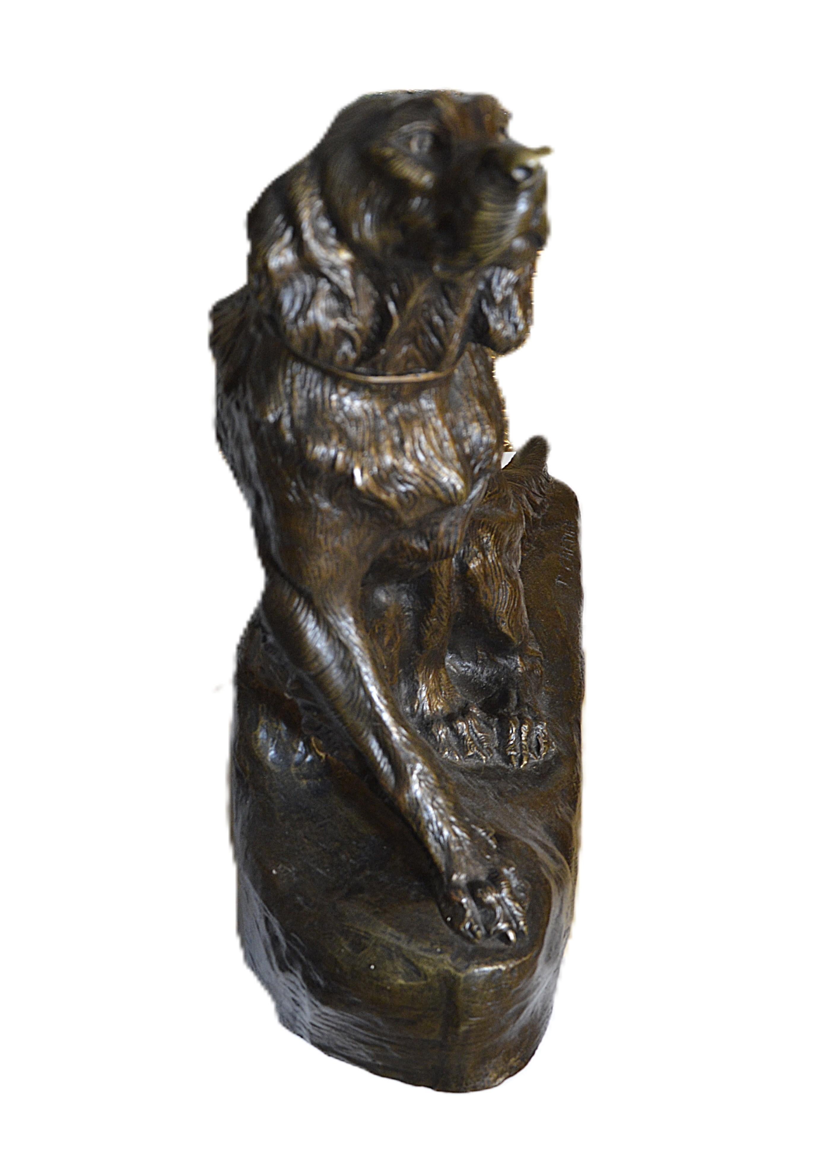 Bronze, Hund von Thomas-François Cartier (Gold), Nude Sculpture, von Thomas Cartier (1879-1943) 