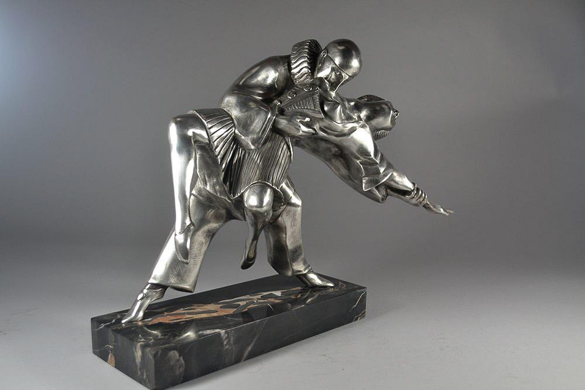 Mid-20th Century Thomas Cartier Art Deco Silver Plated Bronze Sculpture 