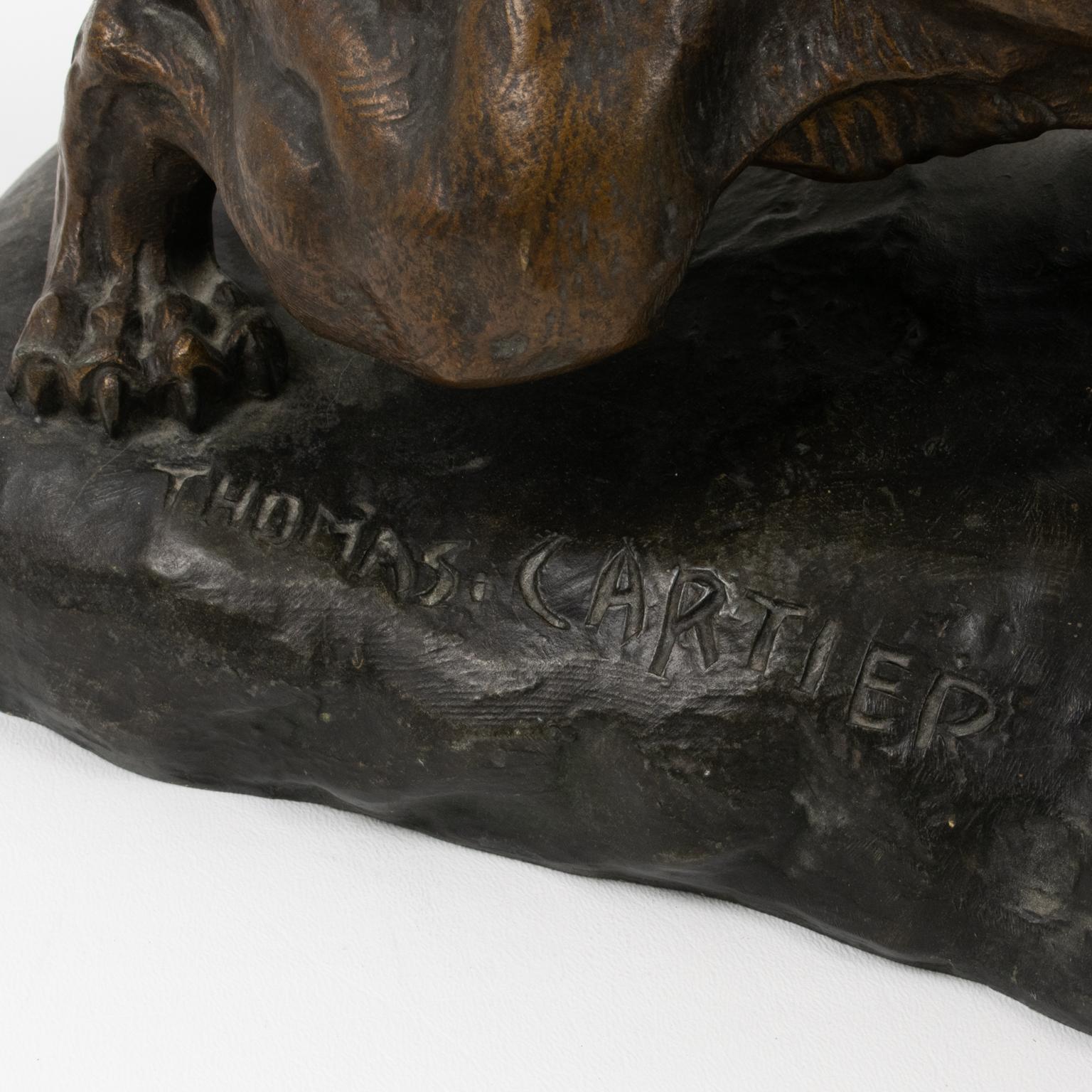 Early 20th Century Thomas Cartier Large Panther with Cubs Sculpture, circa 1920 For Sale