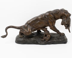 Escultura Thomas Cartier Gran pantera con cachorros, hacia 1920