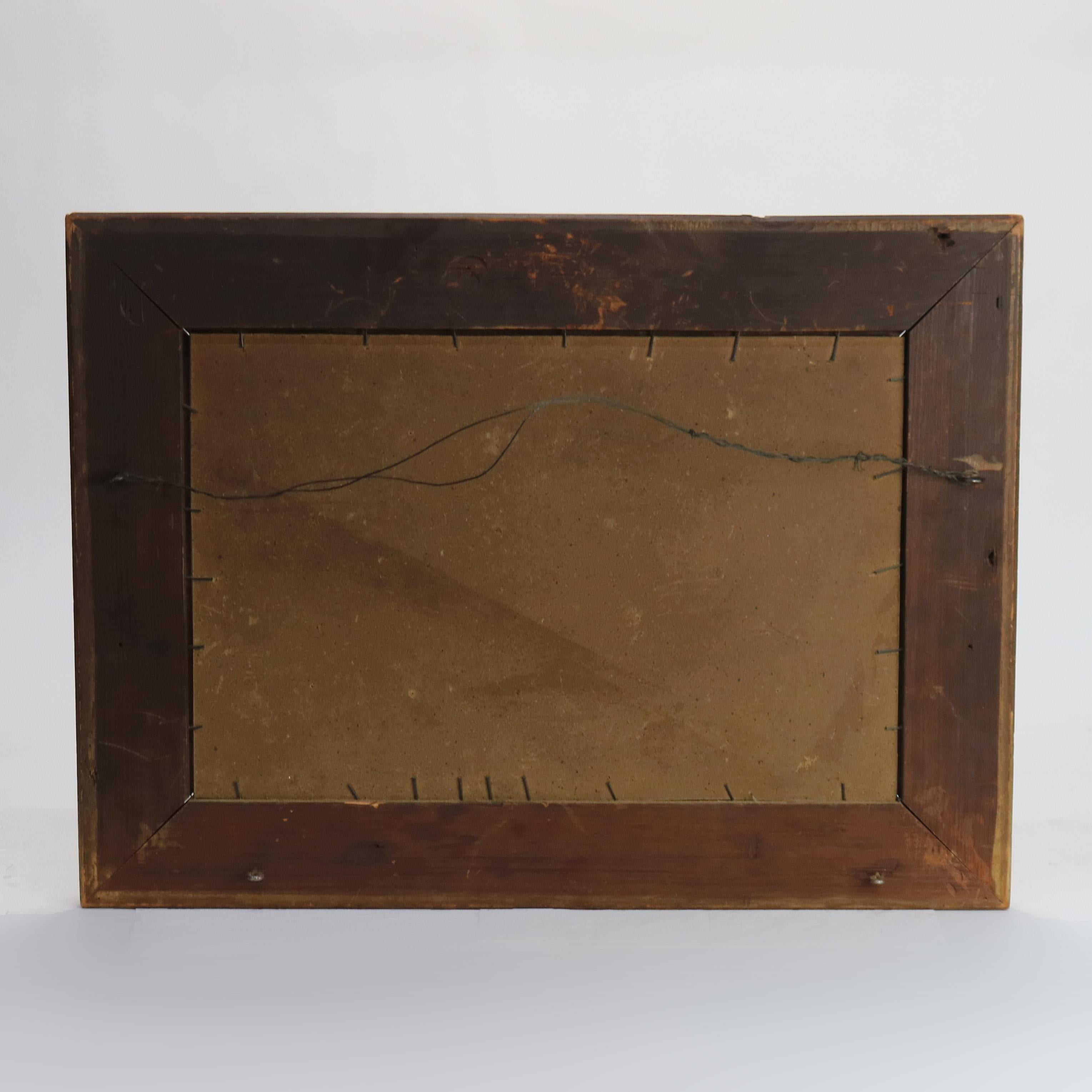 Thomas Chambers School Oil on Board Landscape Painting, Framed, C1850 For Sale 8