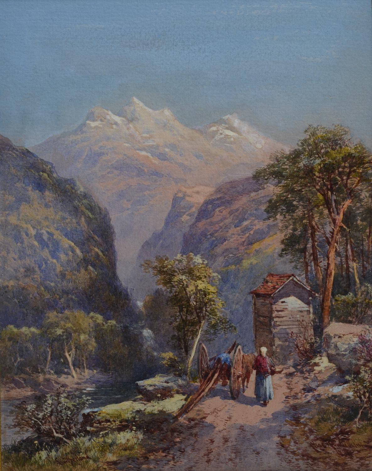 Thomas Charles Leeson Rowbotham Landscape Painting - "Swiss Alps"