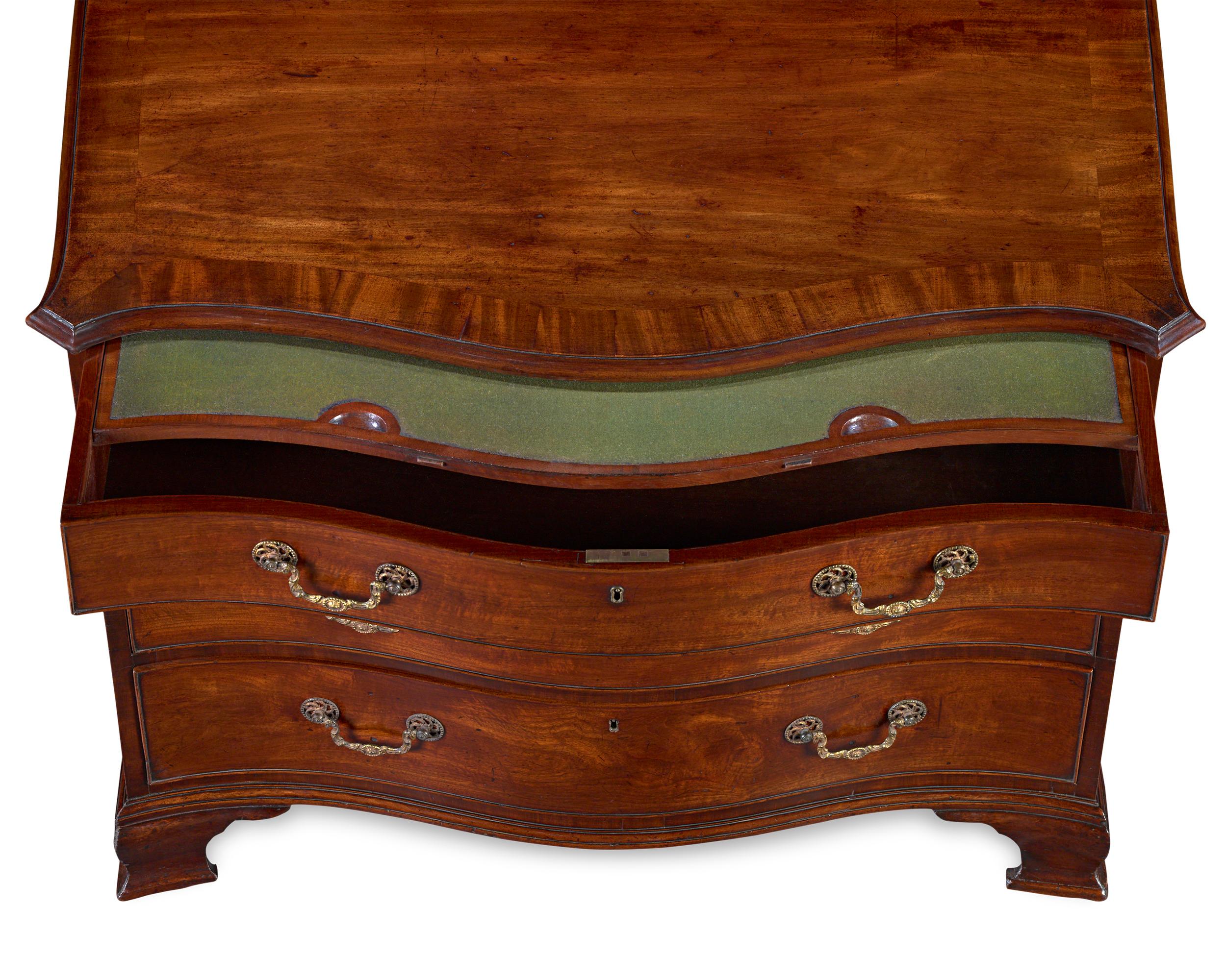 Brushed Thomas Chippendale Mahogany Serpentine Chest