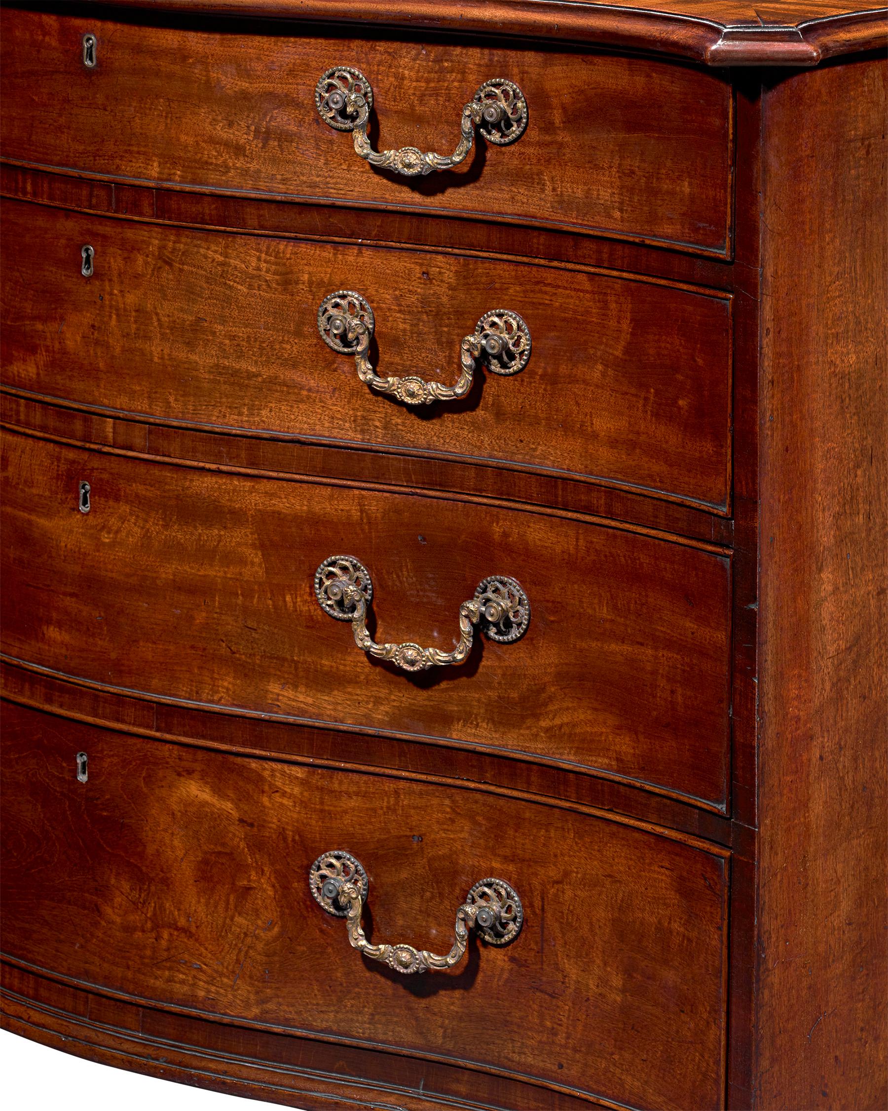18th Century and Earlier Thomas Chippendale Mahogany Serpentine Chest