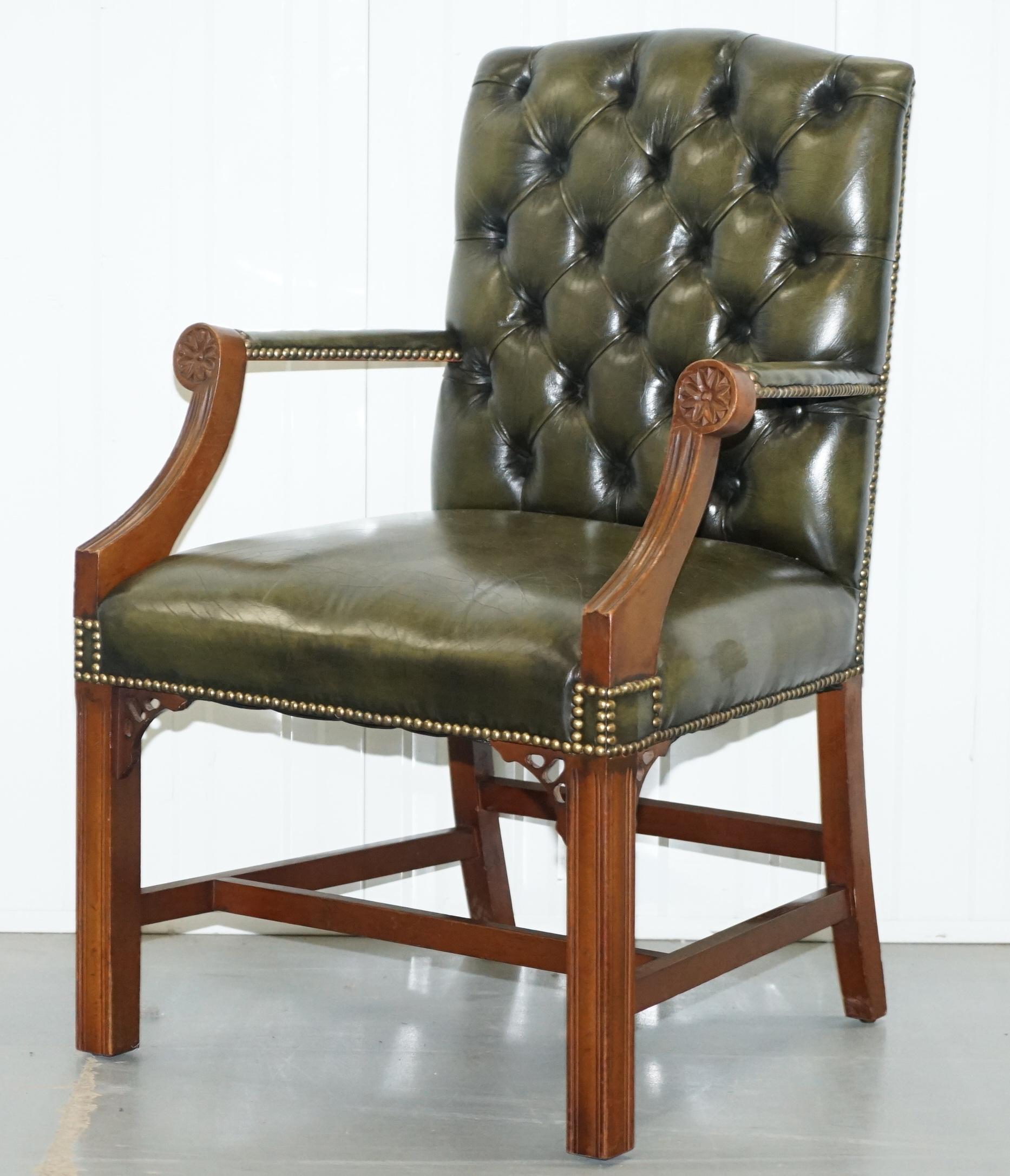 green leather arm chair