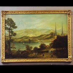 19th Century Hudson River School Landscape Oil Painting by Thomas Cole