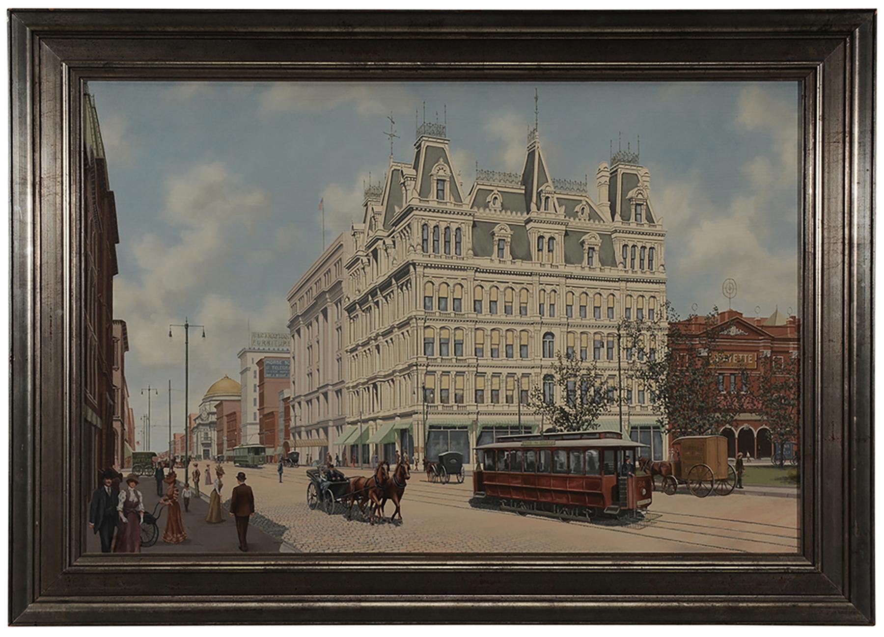 Main Street, Buffalo, New York, 1905 - Painting by Thomas Colletta