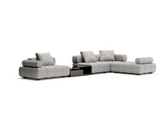 Contemporary Modular Sofa Settee Velvet Blue Marine