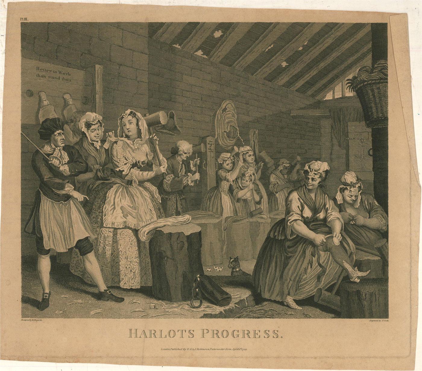 T. Cook after Hogarth - Six Early 19th Century Engravings, A Harlot's Progress - Brown Figurative Print by Thomas Cook after Hogarth