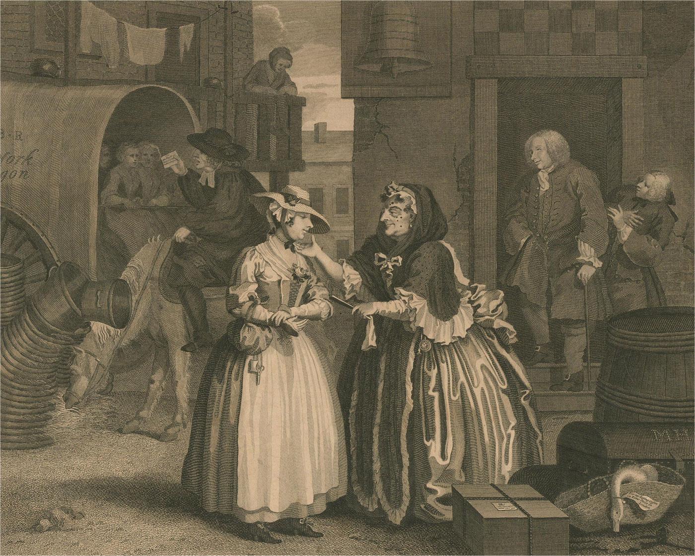 Thomas Cook after Hogarth Figurative Print - T. Cook after Hogarth - Six Early 19th Century Engravings, A Harlot's Progress