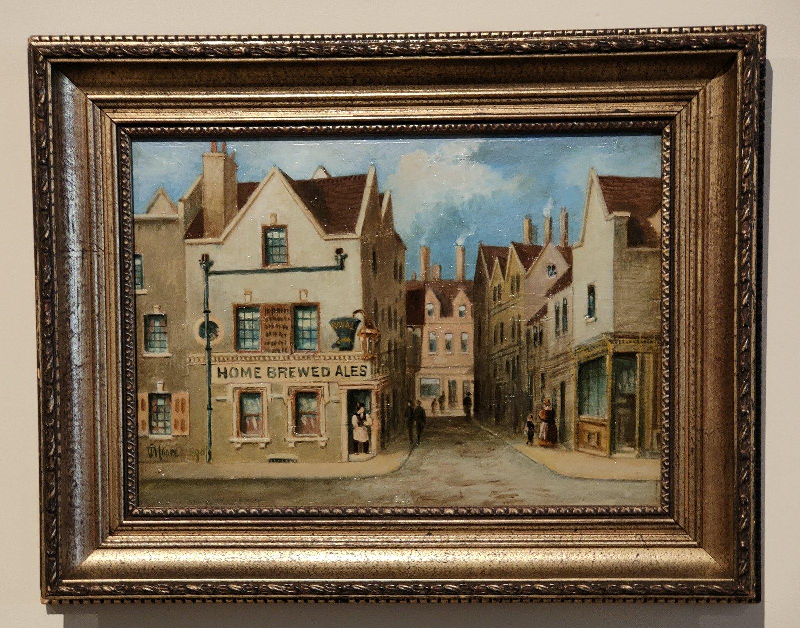 Oil Painting by Thomas Cooper Moore "The Royal Children, Castle Gate, Nottingham" 1827 -1901 Nottingham painter of coastal maritime scenes and townscapes, regular exhibitor at the Nottingham society of Artists. Oil on panel. Signed and dated