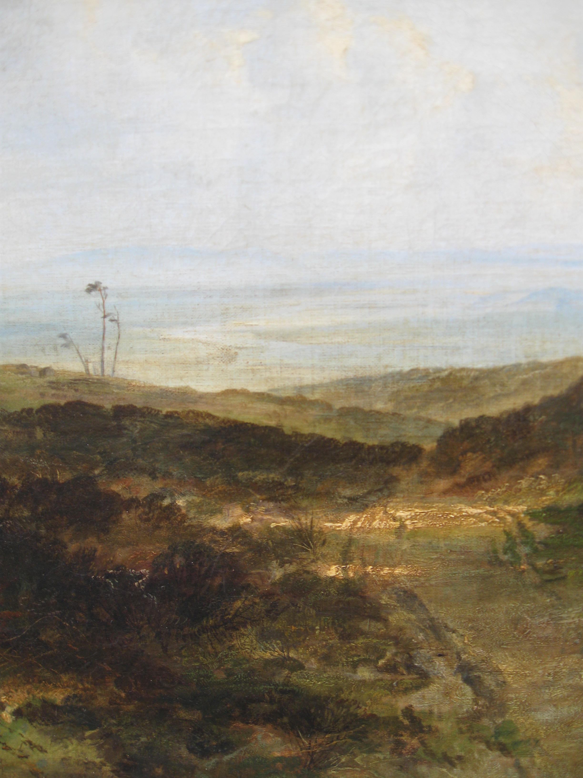 Extensive Moorland Landscape large 19th Century Oil - Gray Landscape Painting by Thomas Creswick