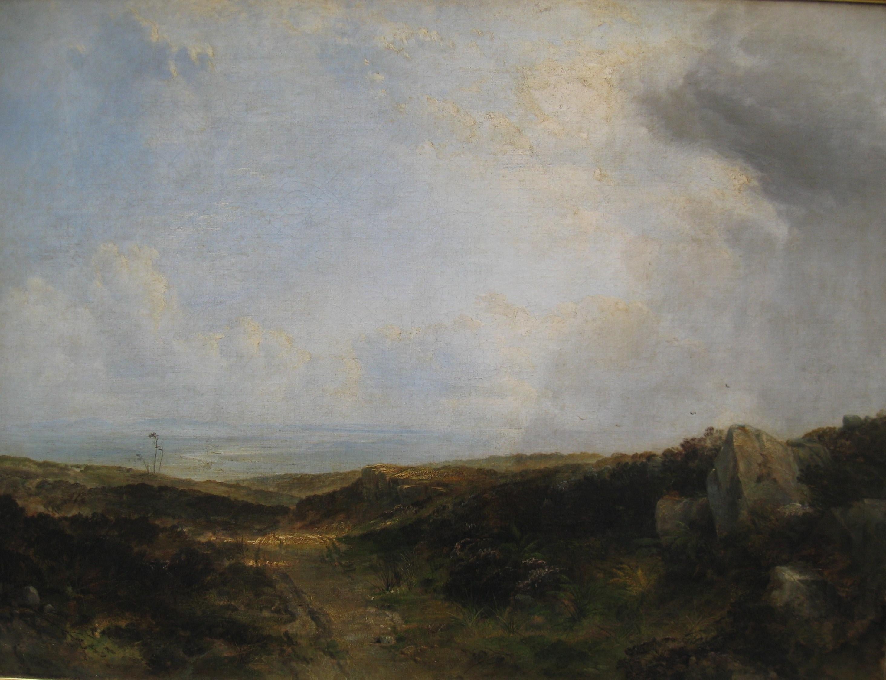 Thomas Creswick Landscape Painting - Extensive Moorland Landscape large 19th Century Oil