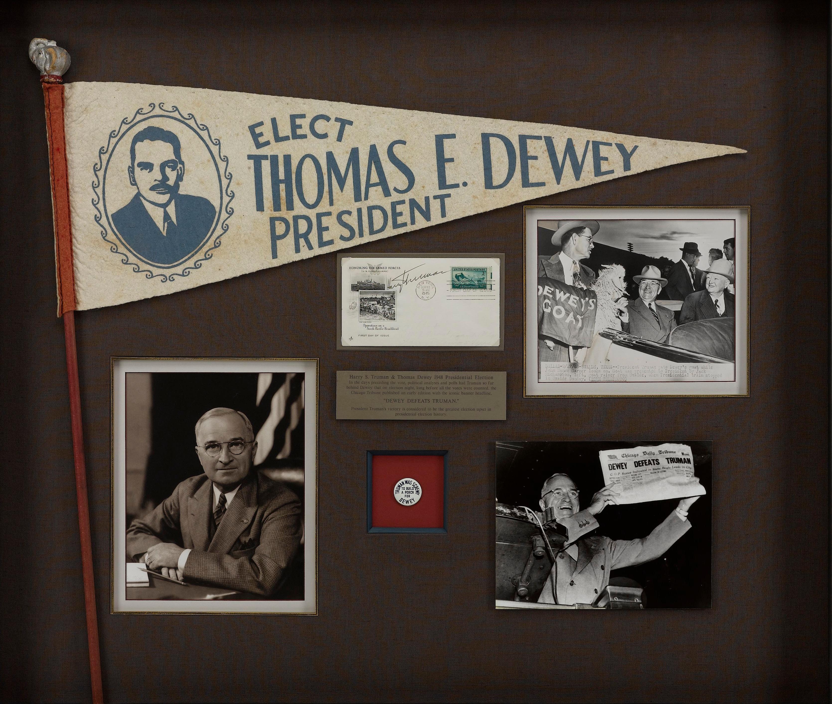 Mid-Century Modern Thomas Dewey & Harry Truman 1948 Presidential Election Campaign Collage en vente
