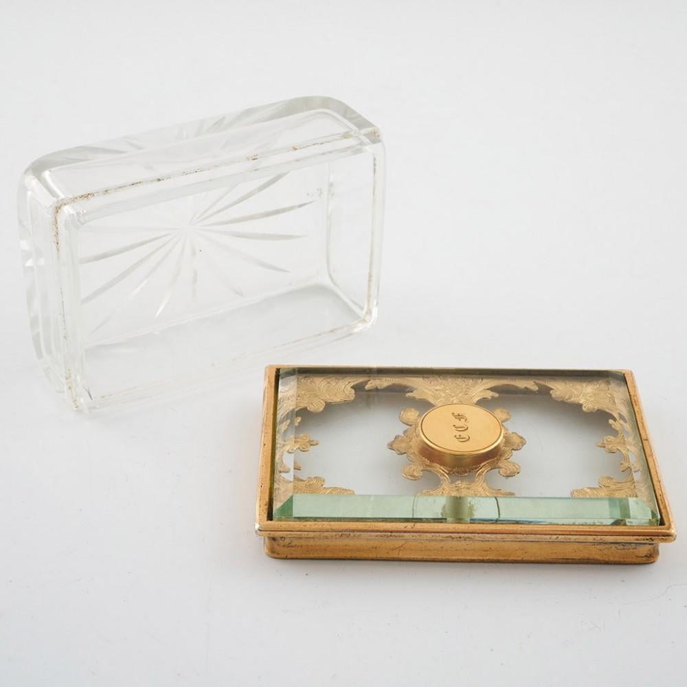 Thomas Diller Glass Trinket Box with Gilt Sterling SIlver Cover, 1837 In Good Condition In Tunbridge Wells, GB