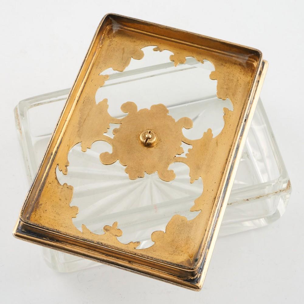 Sterling Silver Thomas Diller Glass Trinket Box with Gilt Sterling SIlver Cover, 1837