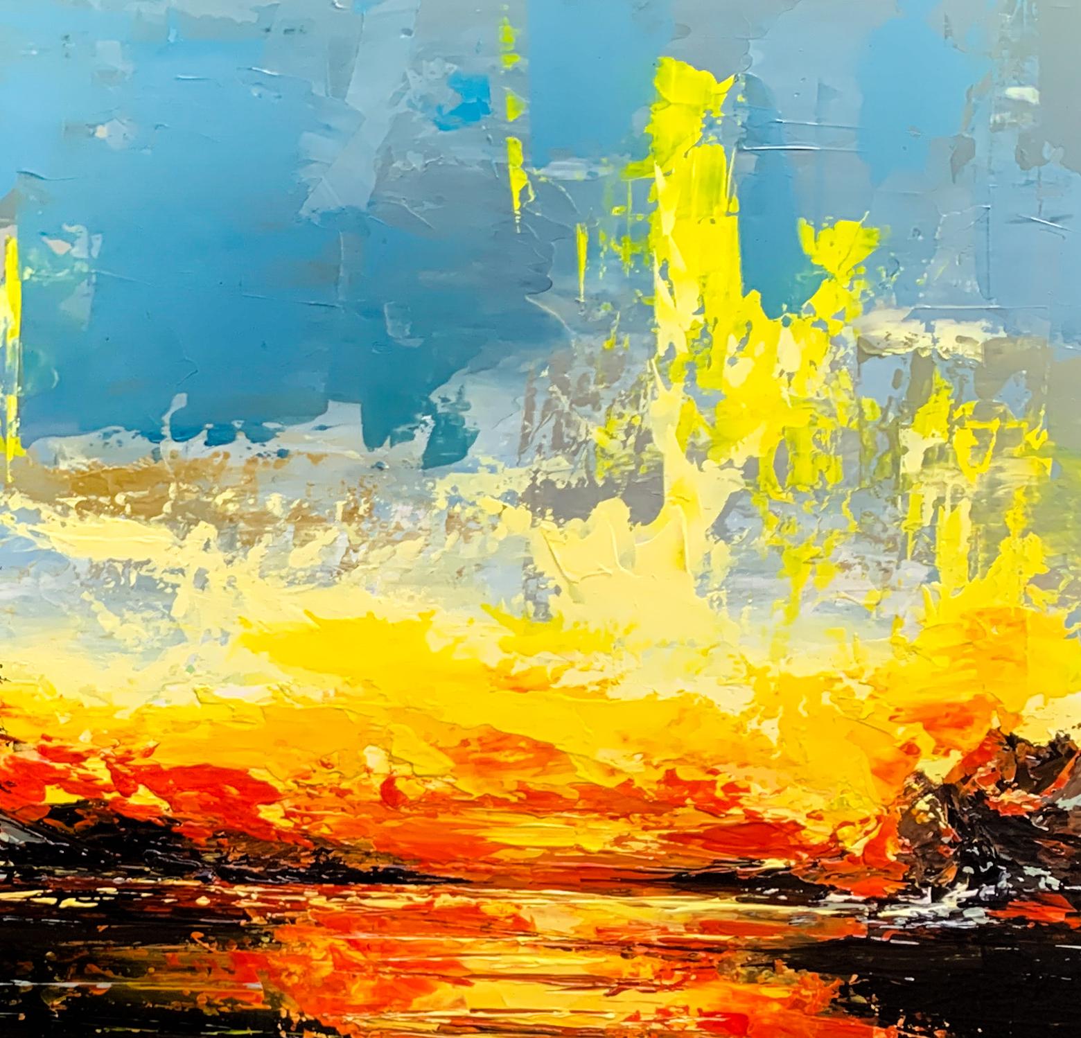 Sunset On Finger Lake - Abstract Painting by THOMAS EASLEY