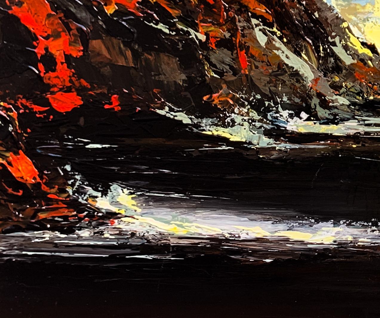 Sunset On Finger Lake - Black Abstract Painting by THOMAS EASLEY