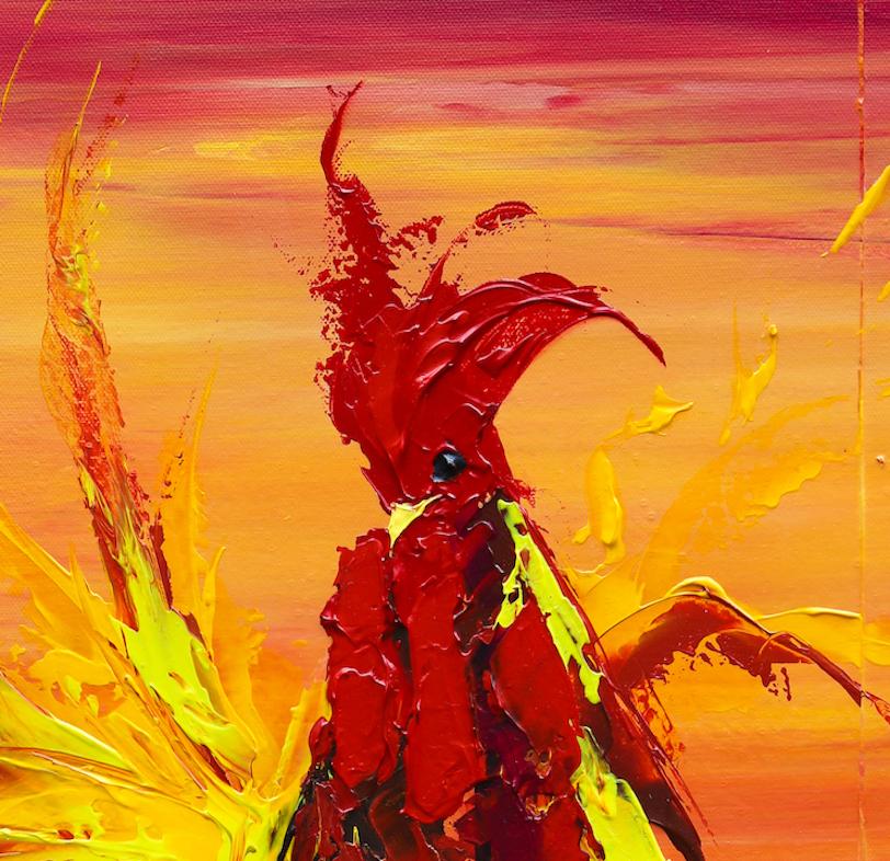Thomas Easley - Hoga Hoda Walking The Dawn, Painting 2023 - Orange Animal Painting by THOMAS EASLEY