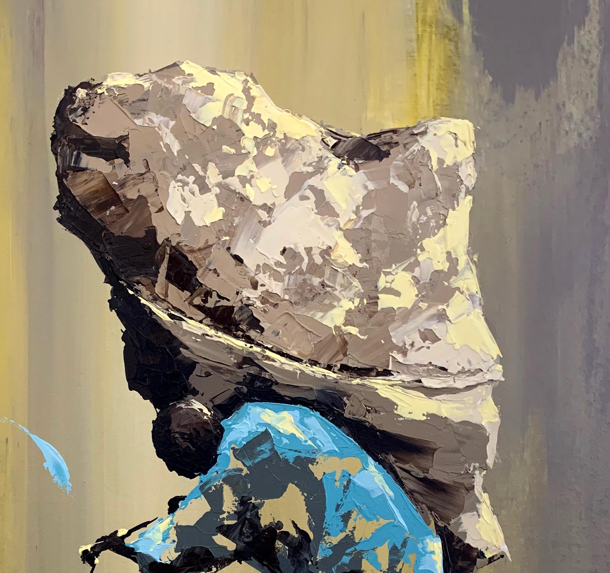 Thomas Easley - The Bike Man, Painting 2018 - Brown Abstract Painting by THOMAS EASLEY