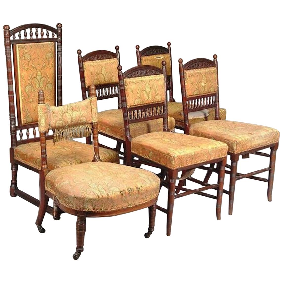 Thomas Edward Collcutt, Collinson & Lock A Six-Piece Rosewood Drawing Room Suite For Sale