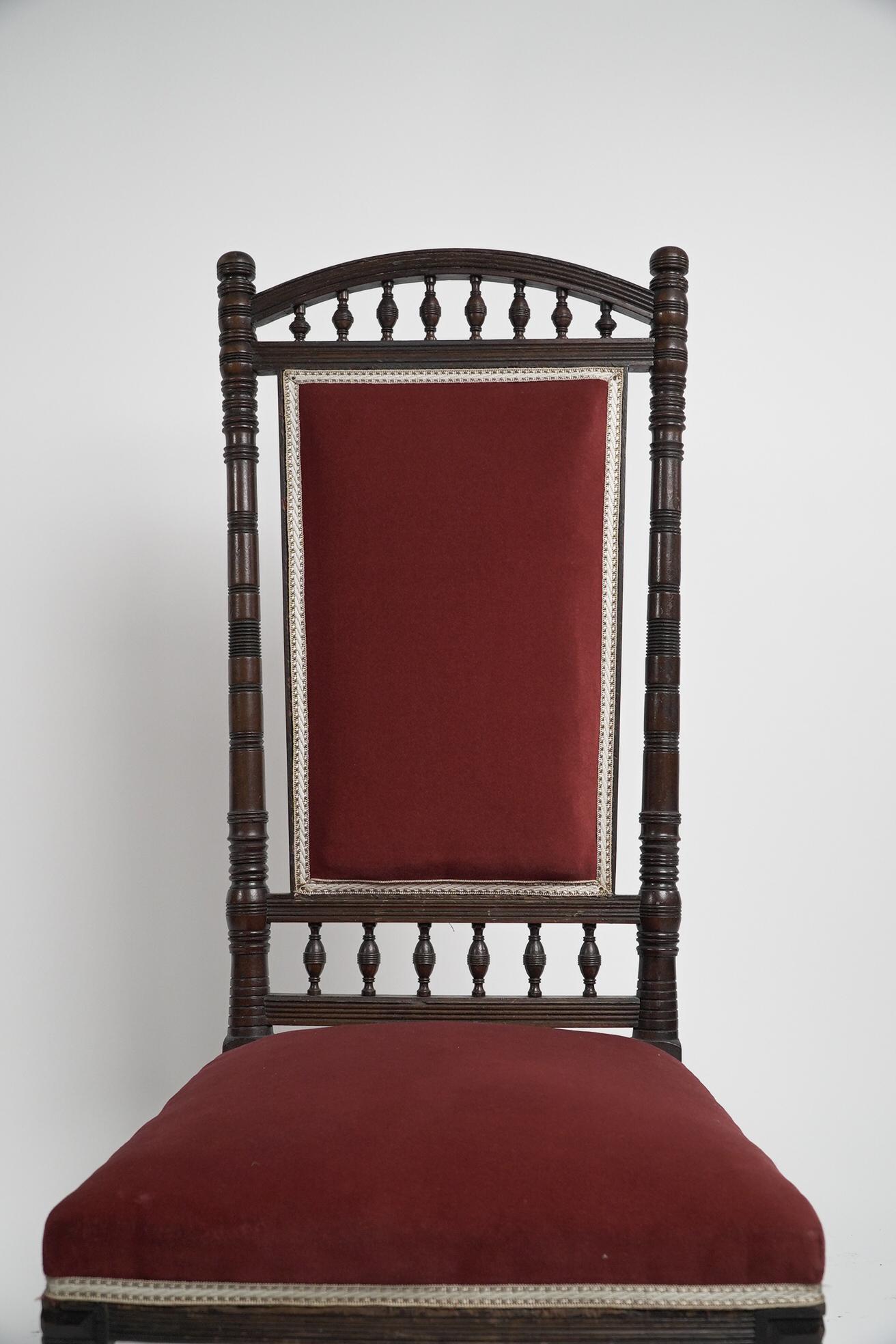 Late 19th Century Thomas Edward Collcutt for Collinson & Lock. Aesthetic Movement high back chair. For Sale