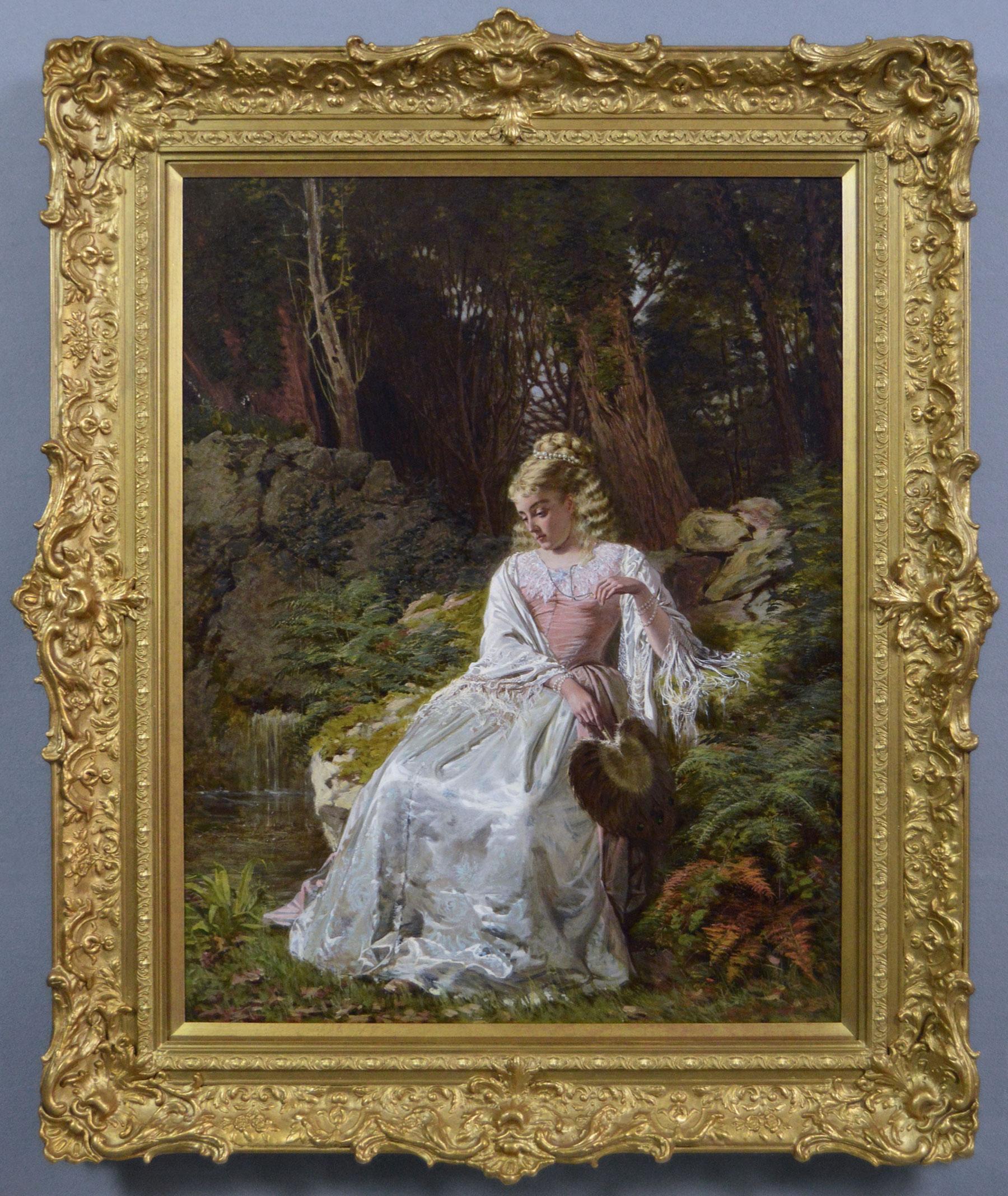 Thomas Edward Roberts - 19th Century portrait oil painting of a woman ...