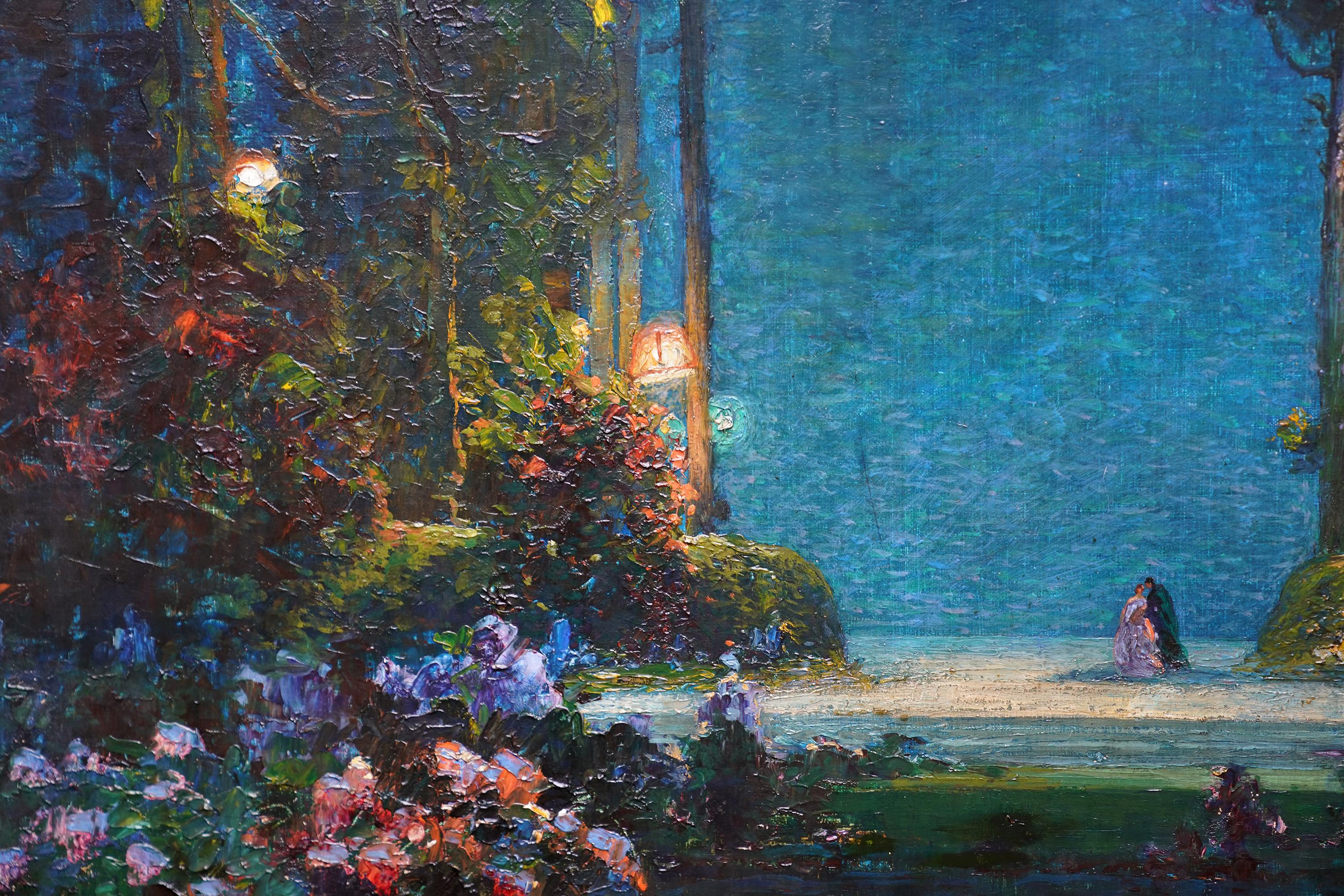A Romantic Garden Landscape - British Edwardian Impressionist art oil painting 1