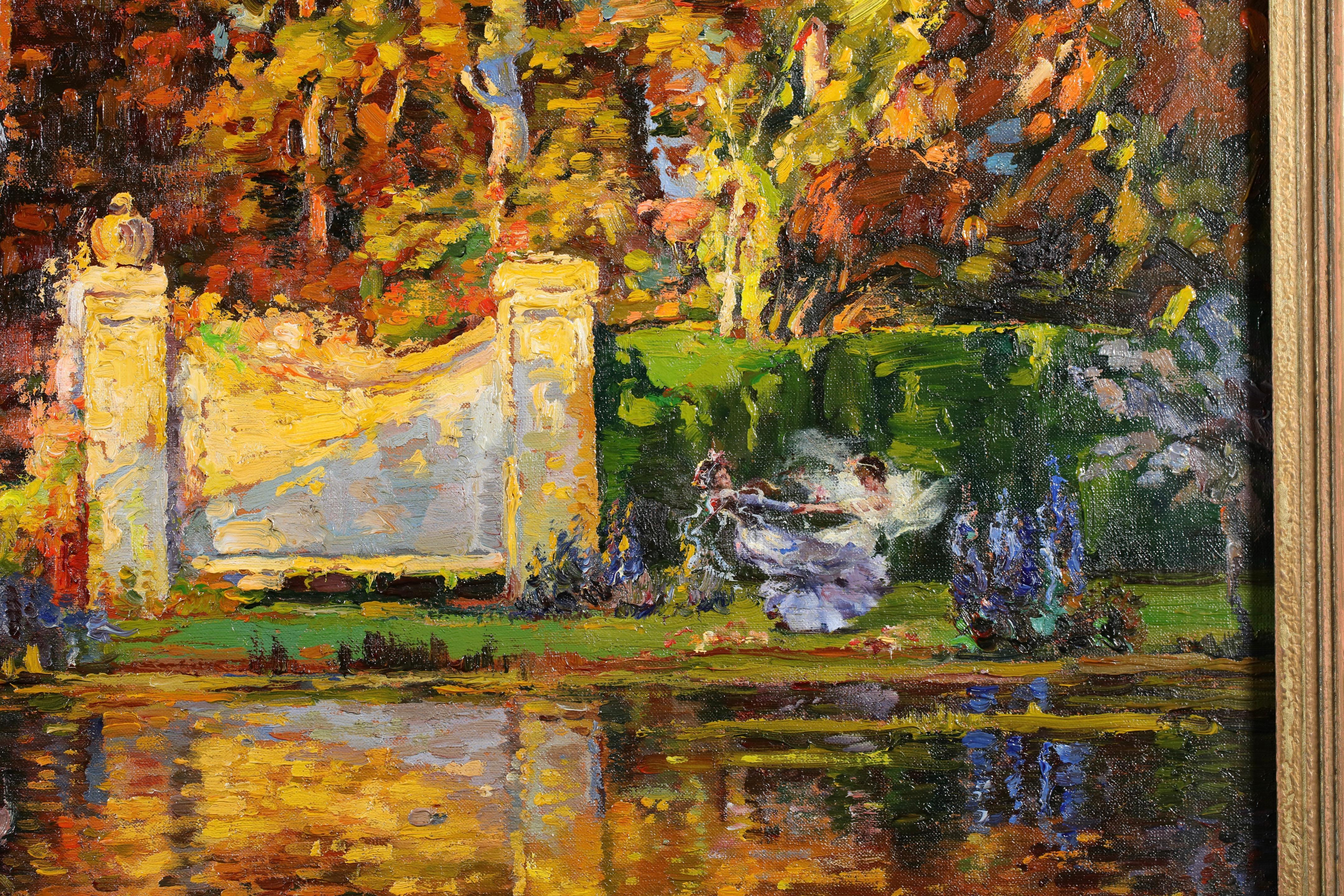 Bailando junto al lago - Figuras románticas en paisaje Óleo de Thomas Edwin Mostyn en venta 5