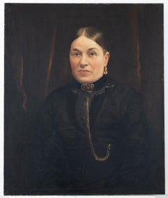 Thomas Edwin Mostyn (1864-1930) – Ölporträt, viktorianische Dame mit Rubinbrosche