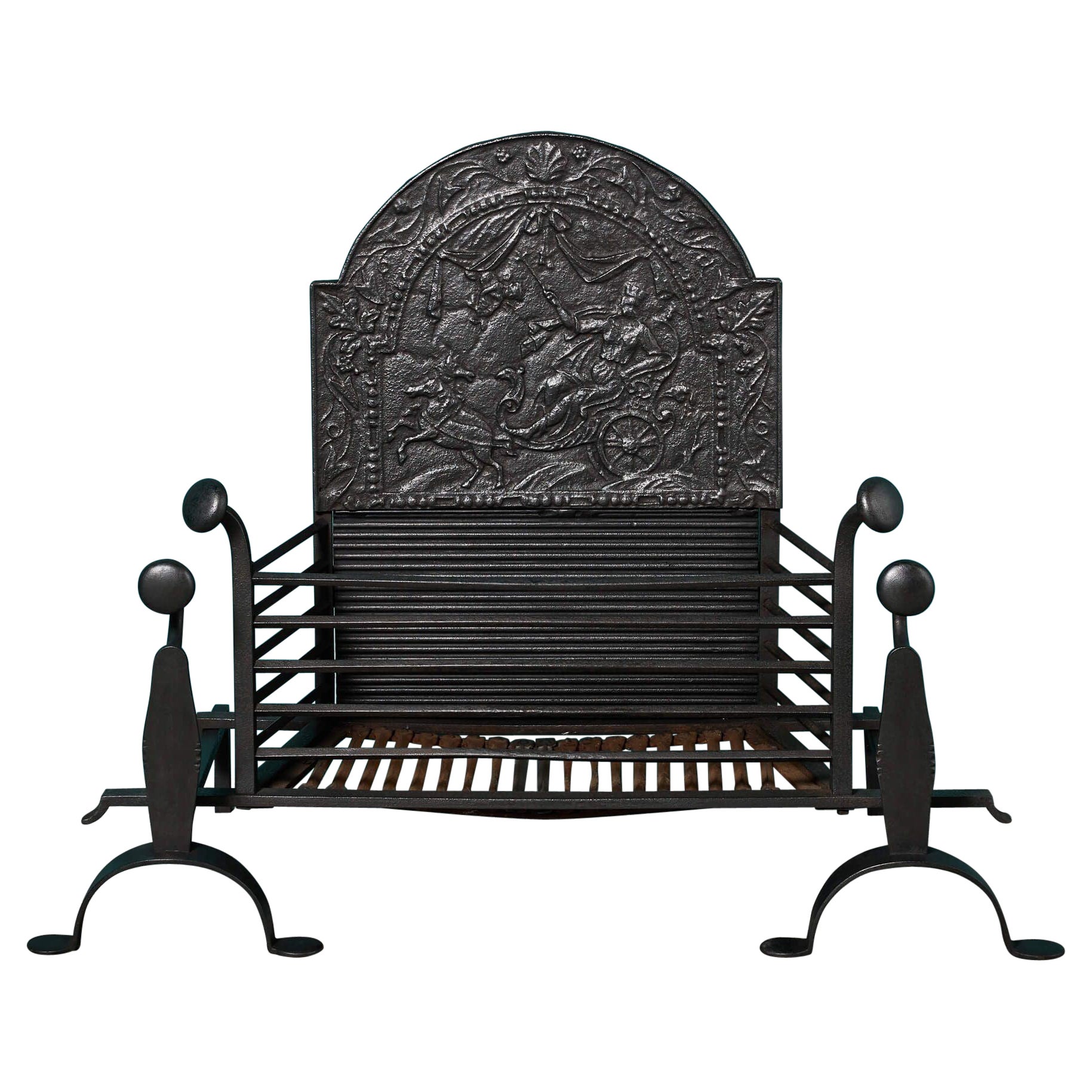 Thomas Elsley (1882-1905) Jacobean Style Iron Fire Grate For Sale