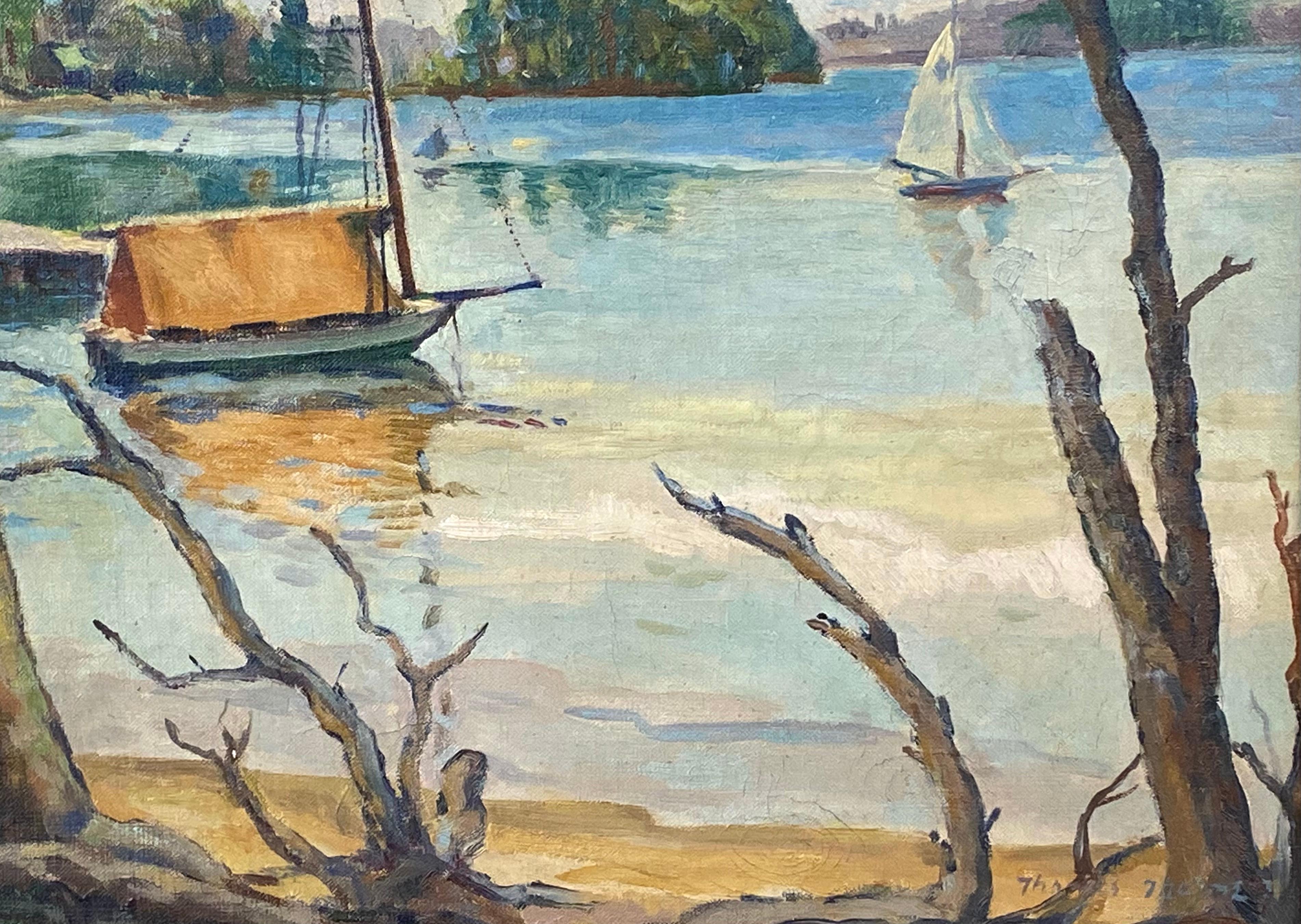 “Sebago Lake, Maine” - Post-Impressionist Painting by Thomas Elston Thorne
