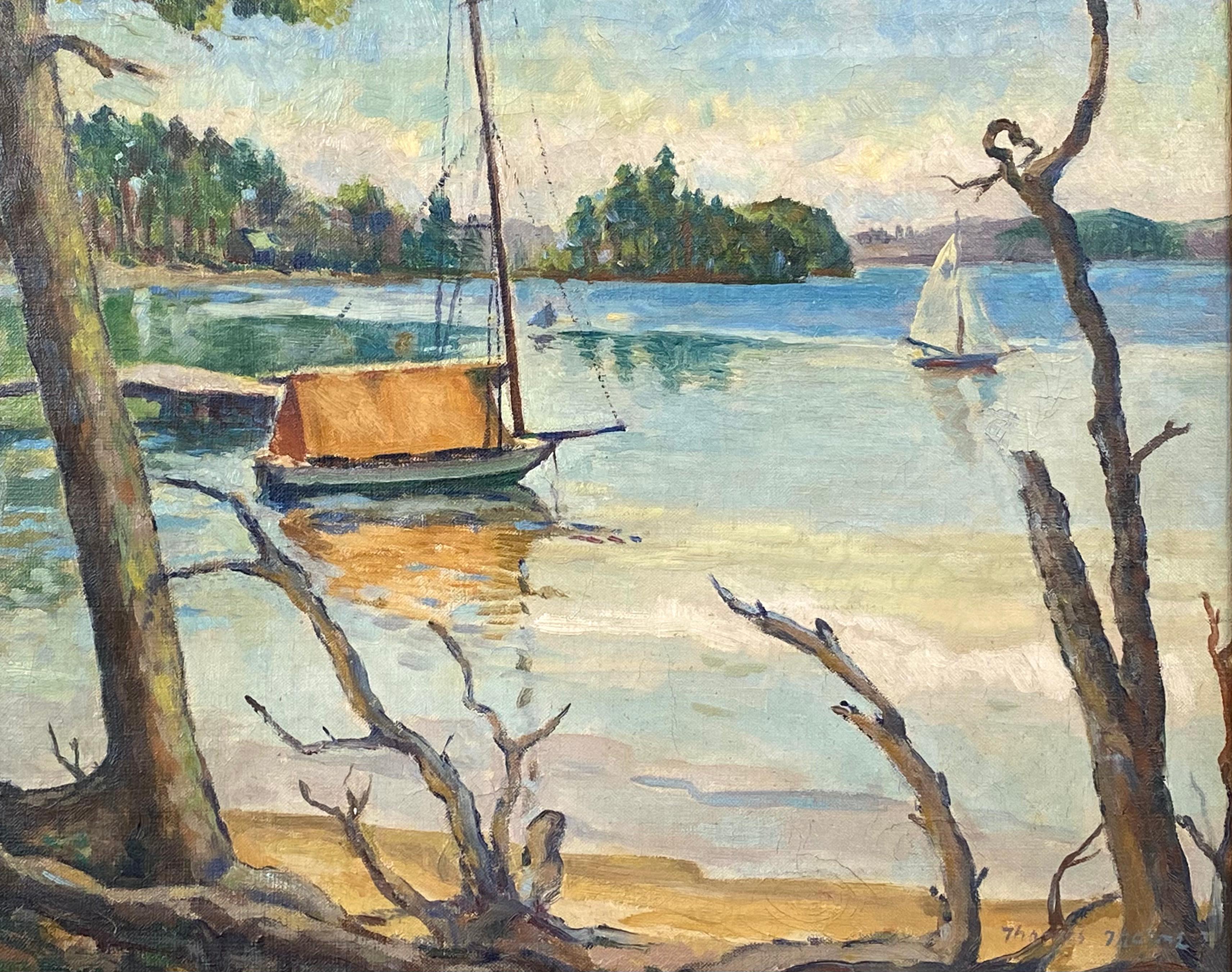 Thomas Elston Thorne Landscape Painting - “Sebago Lake, Maine”