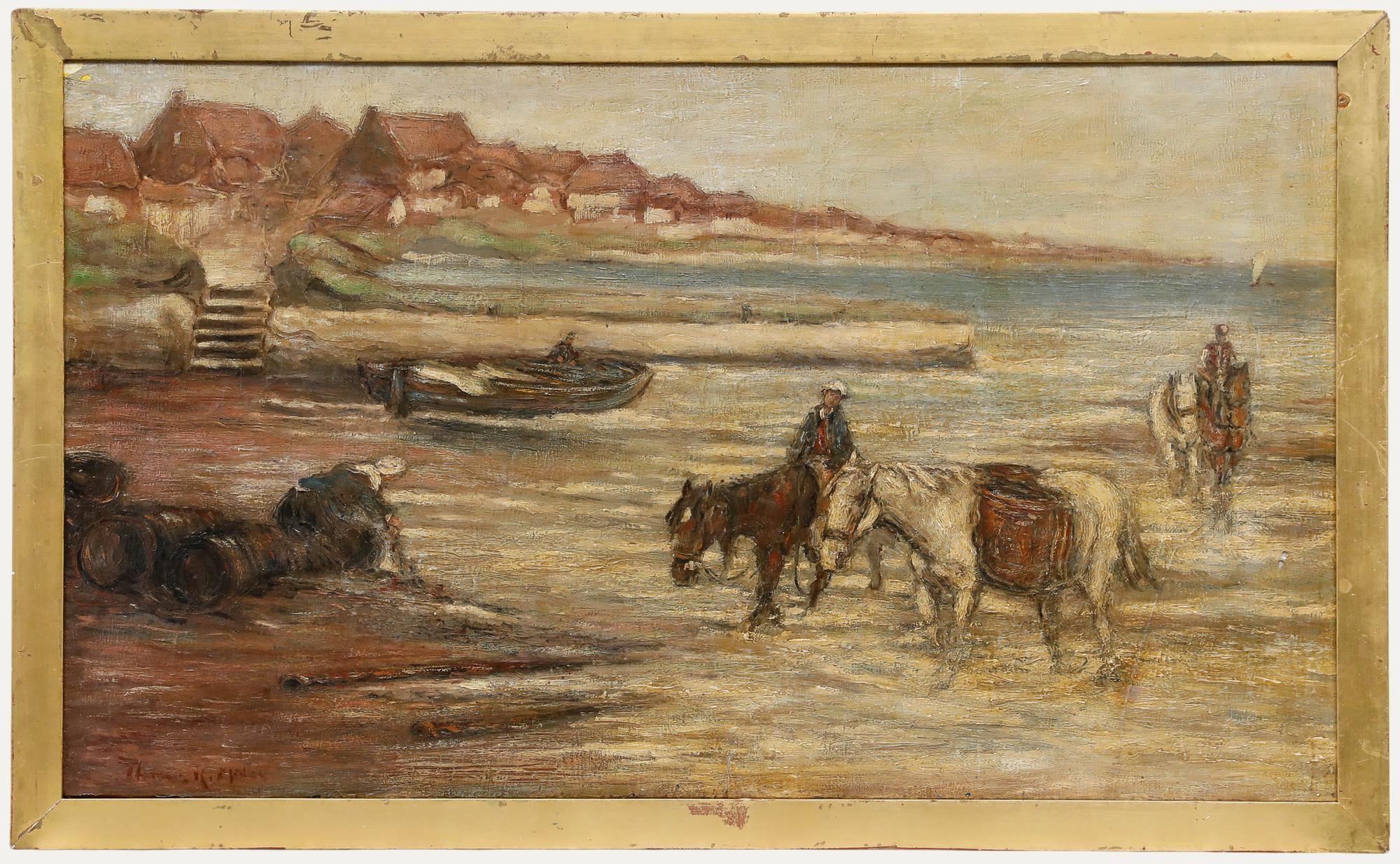 Attribut. Thomas Eyre Macklin (1867-1943) - Öl, Muschelsammler mit Ponys