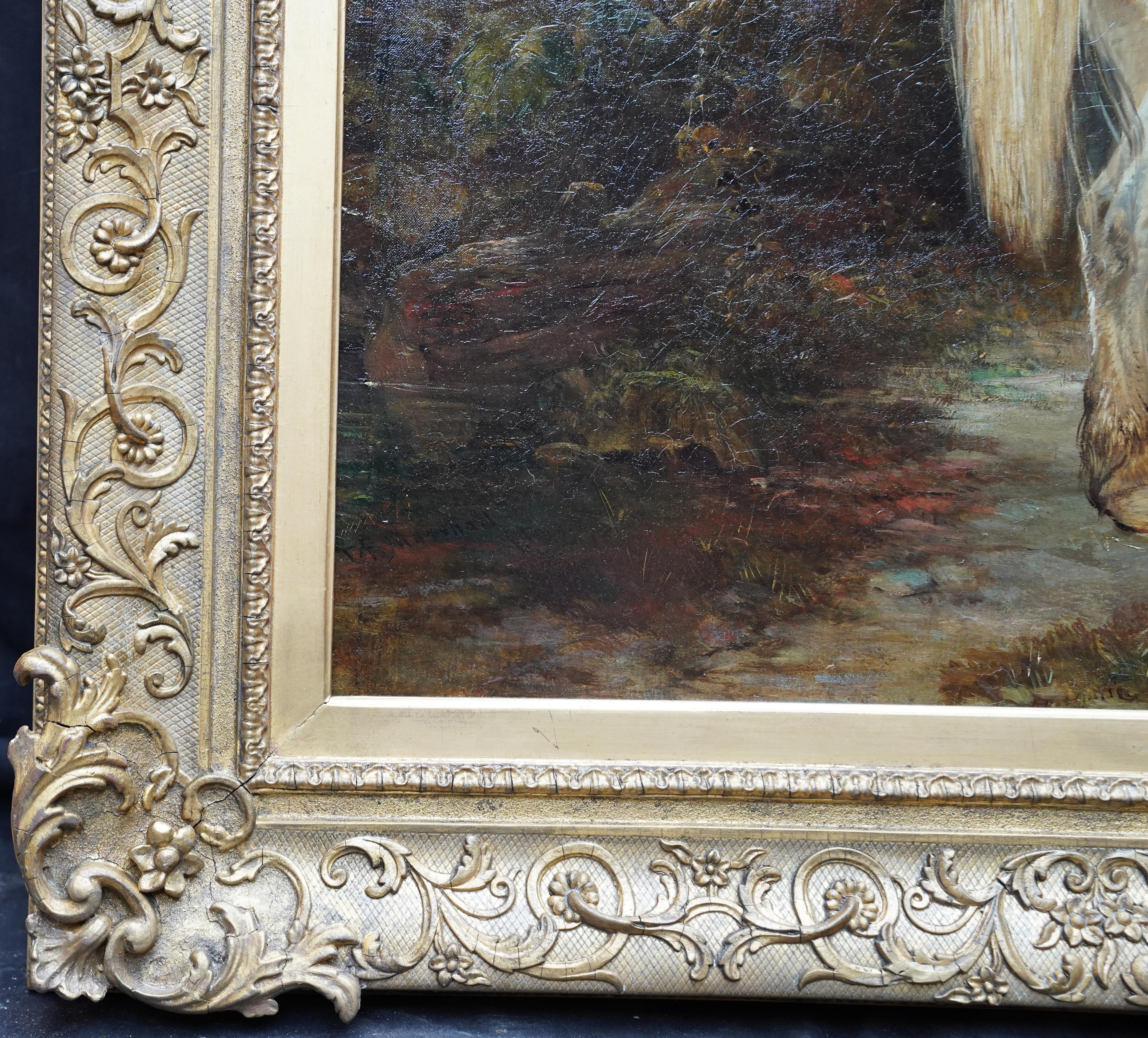 Harvest Time - Peinture à l'huile figurative d'un paysage de style victorien britannique en vente 9