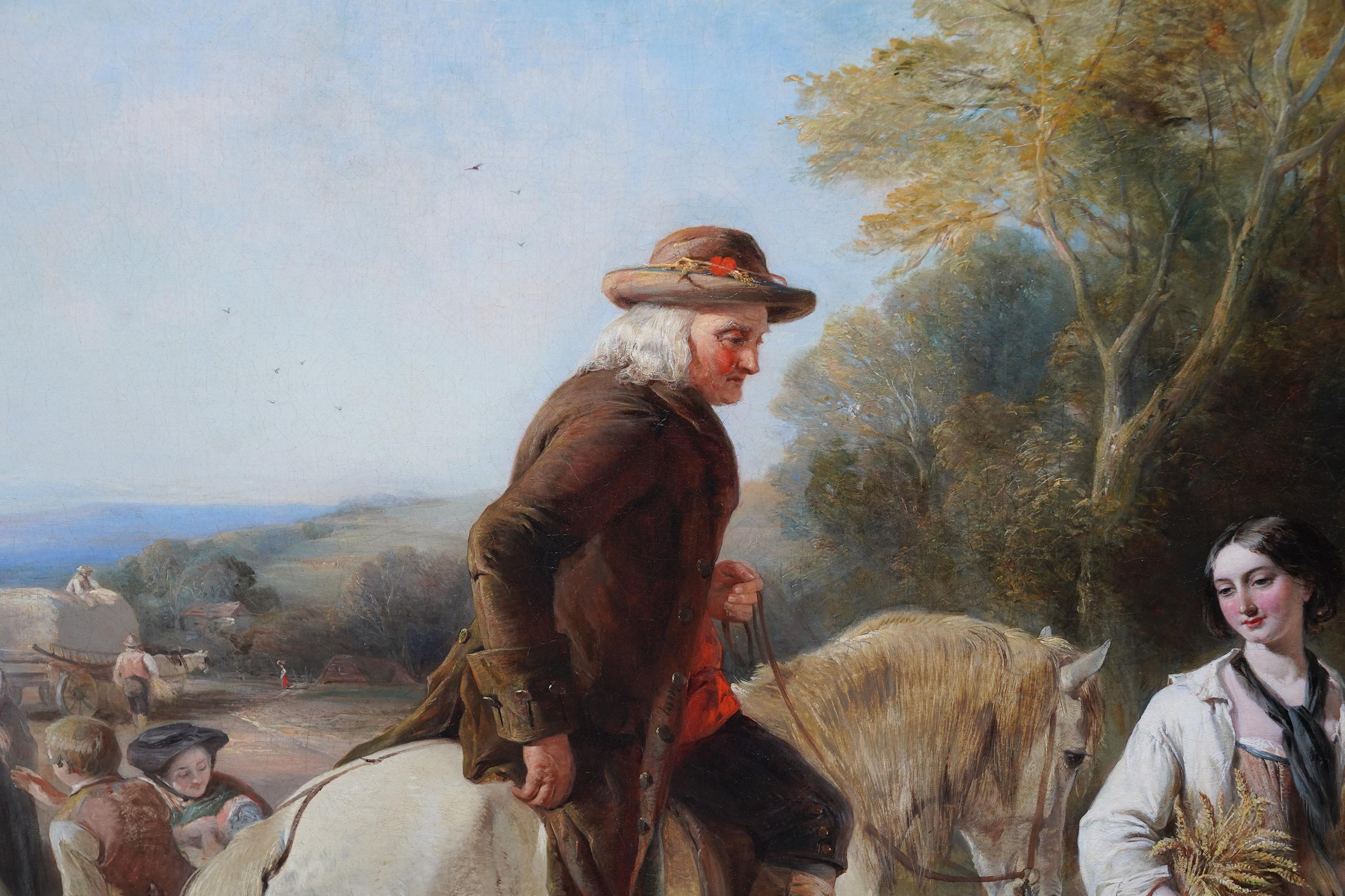 Harvest Time - Peinture à l'huile figurative d'un paysage de style victorien britannique en vente 1