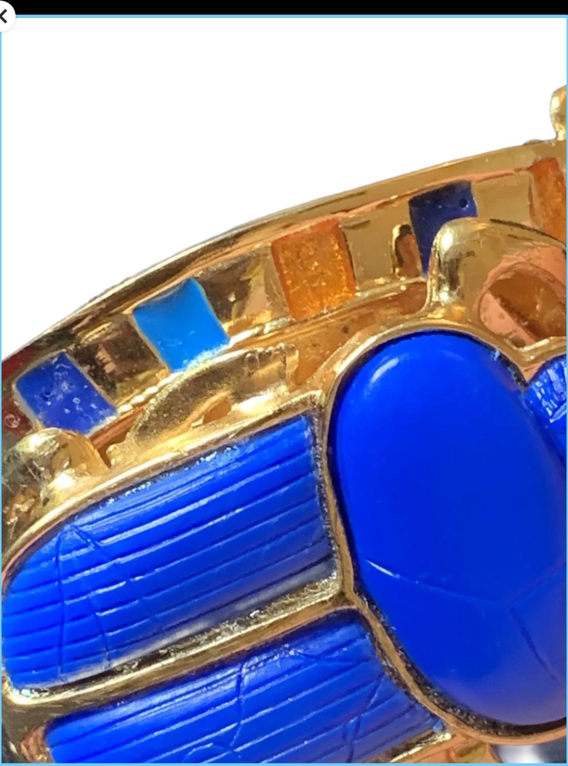  Thomas Fattorini Egyptian Revival vintage  1970s Scarab Bracelet Cuff  For Sale 10
