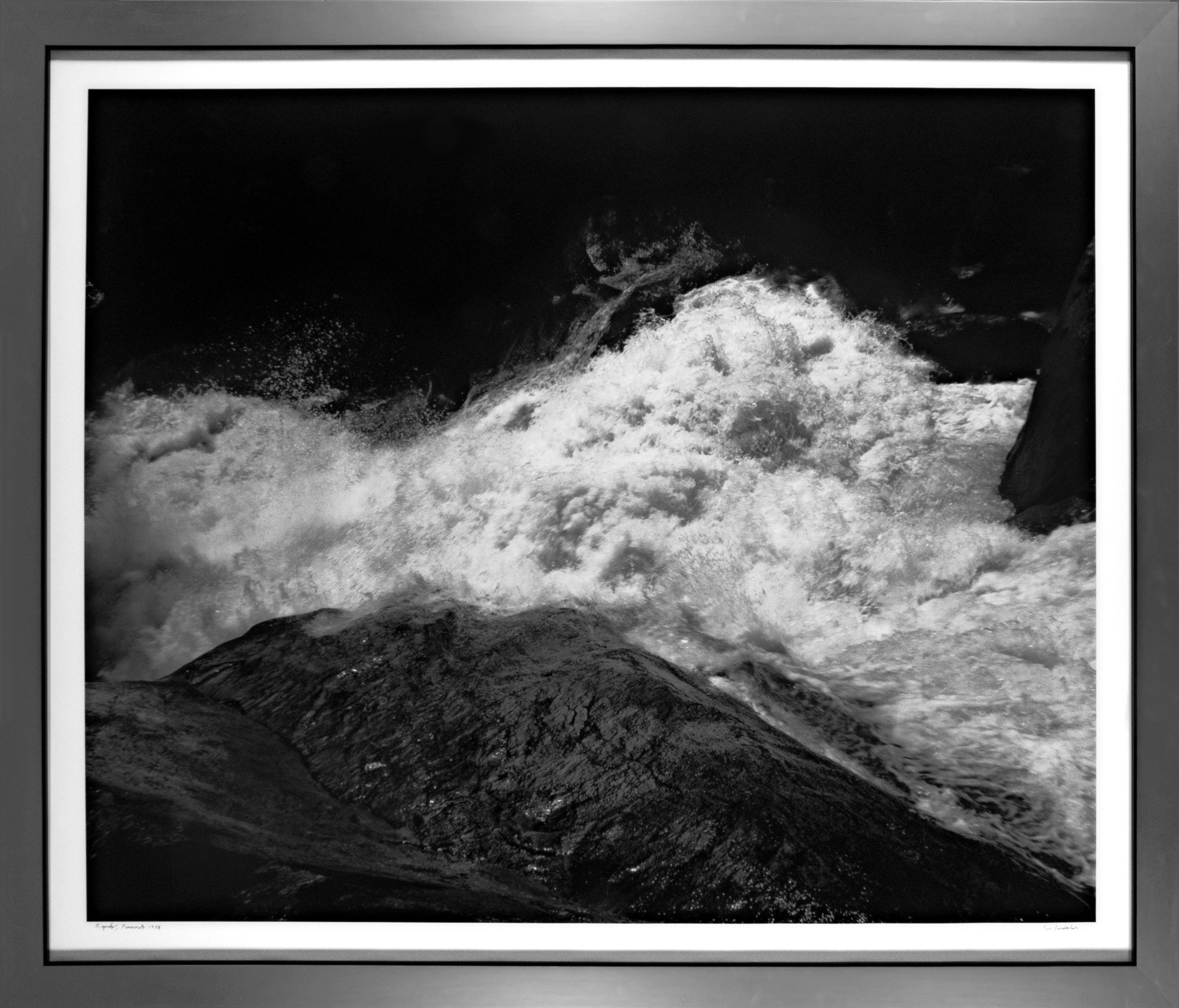 Thomas Ferderbar Black and White Photograph - Nature Photography Achromatic Black and White Landscape Water Rapids Cali Signed