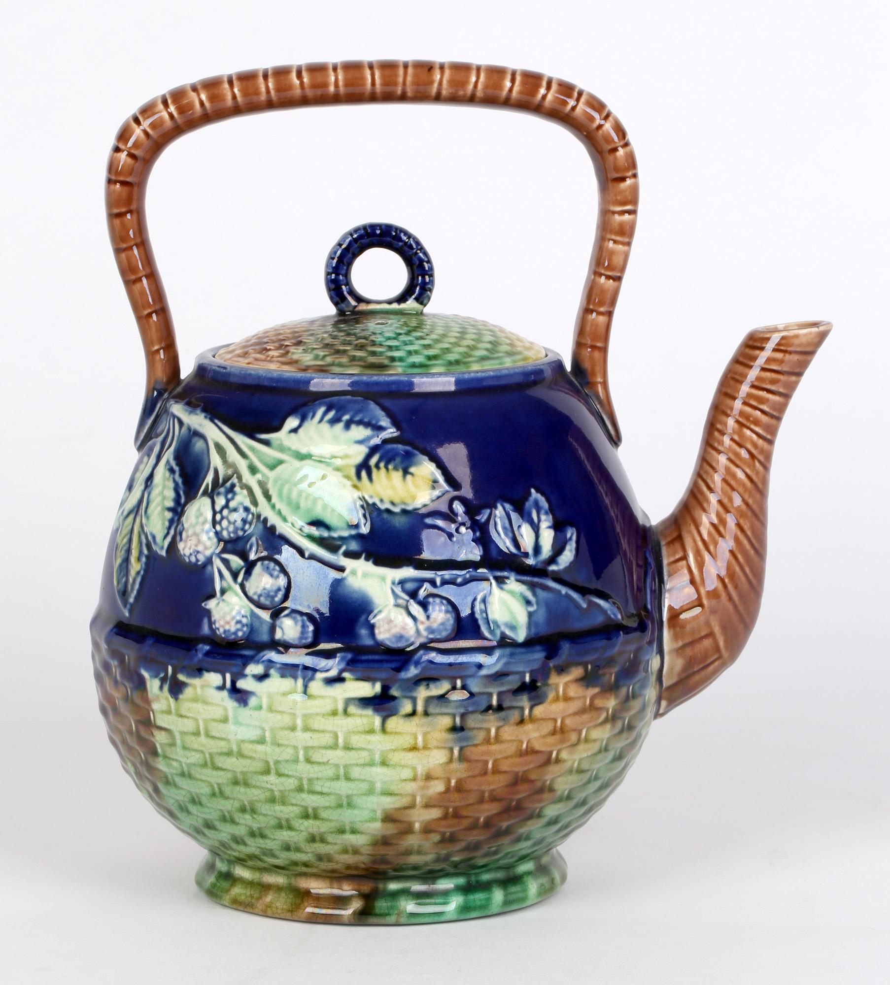 English Thomas Forester Majolica Pottery Kettle Shaped Teapot