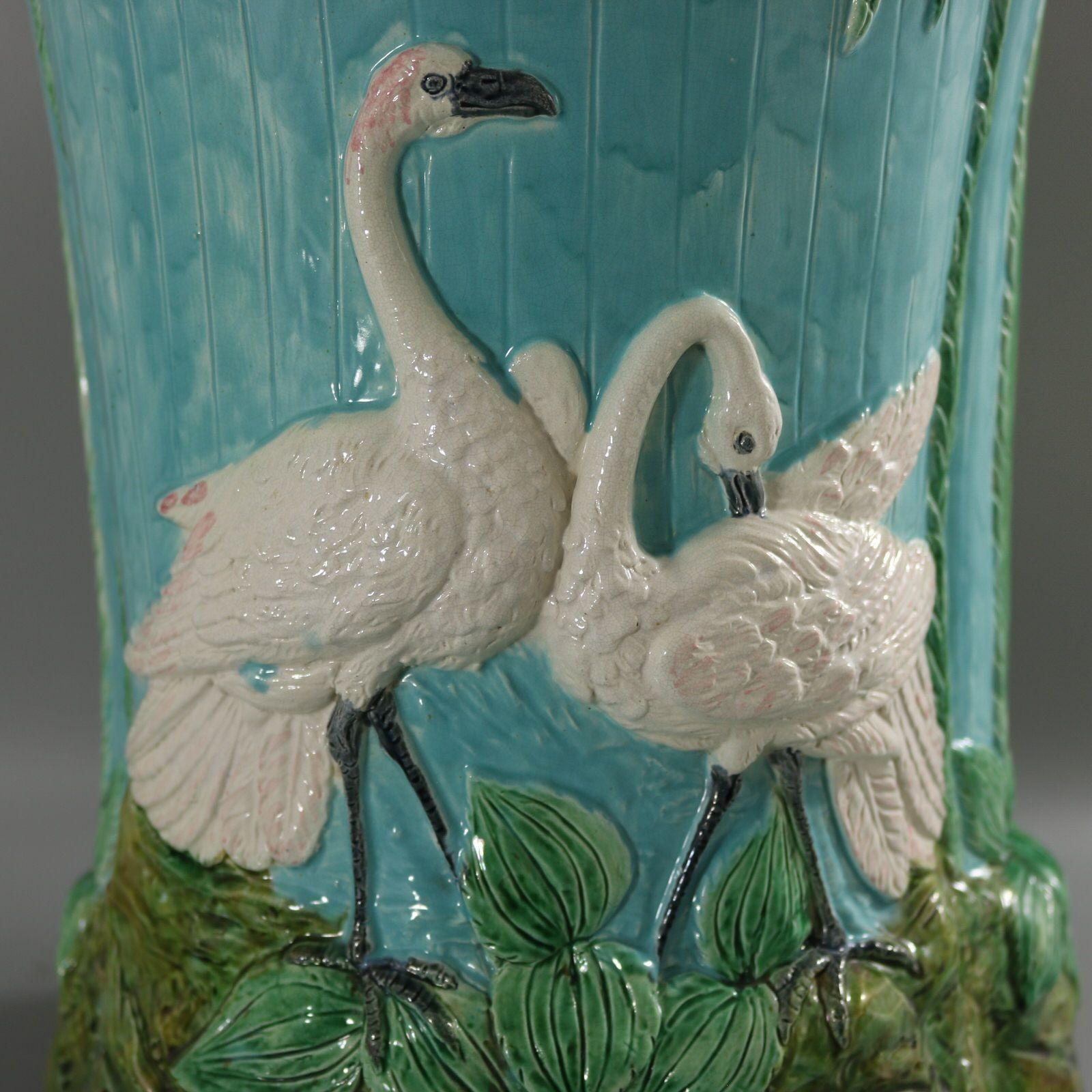 Late 19th Century Thomas Forester Majolica Stork Garden Seat