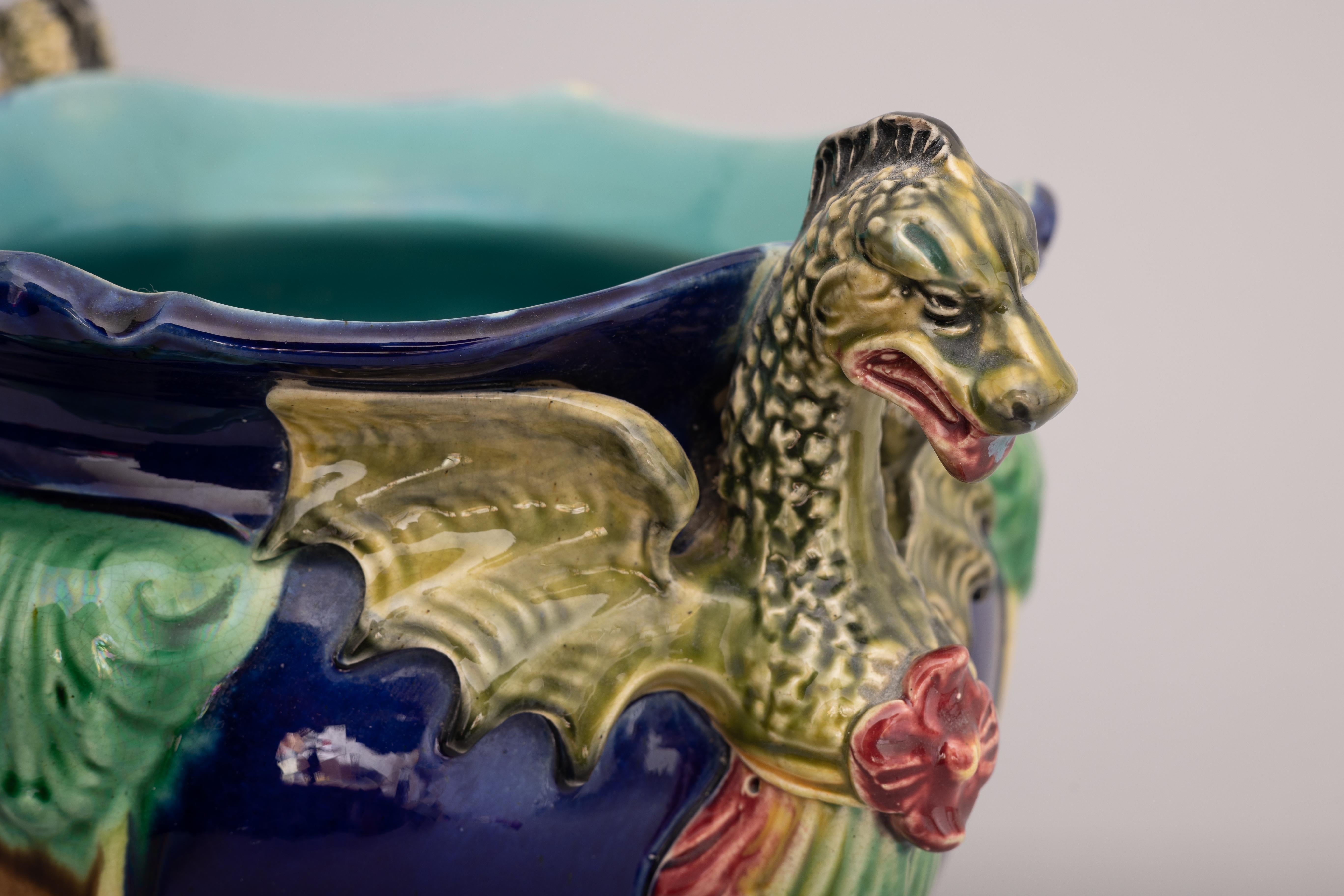 Thomas Forester Revivalist English Majolica Jardiniere In Excellent Condition In Fort Lauderdale, FL