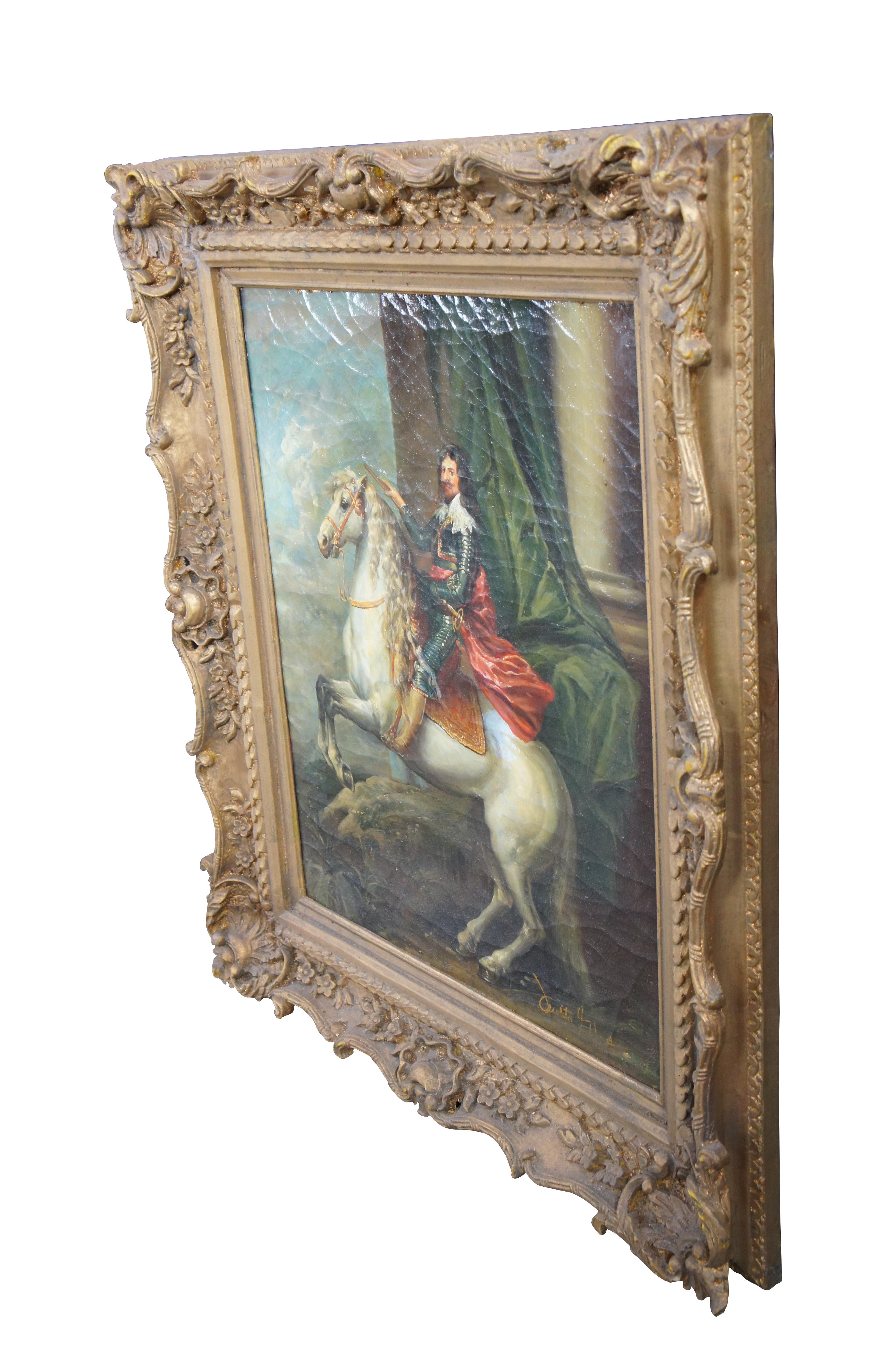 Renaissance Thomas Francis Equestrian Horse Portrait Oil Painting After Anthony Van Dyck
