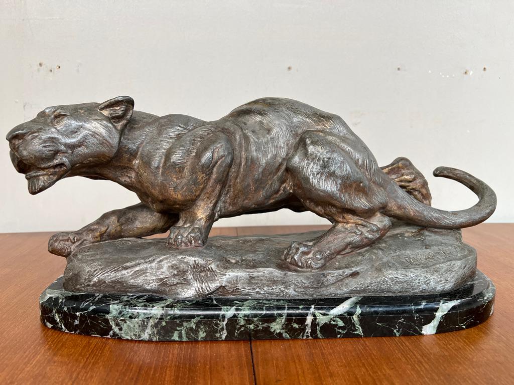 Calco Thomas Francois-Cartier (Marsiglia 1879 - Parigi 1943). pantera riccia in bronzo