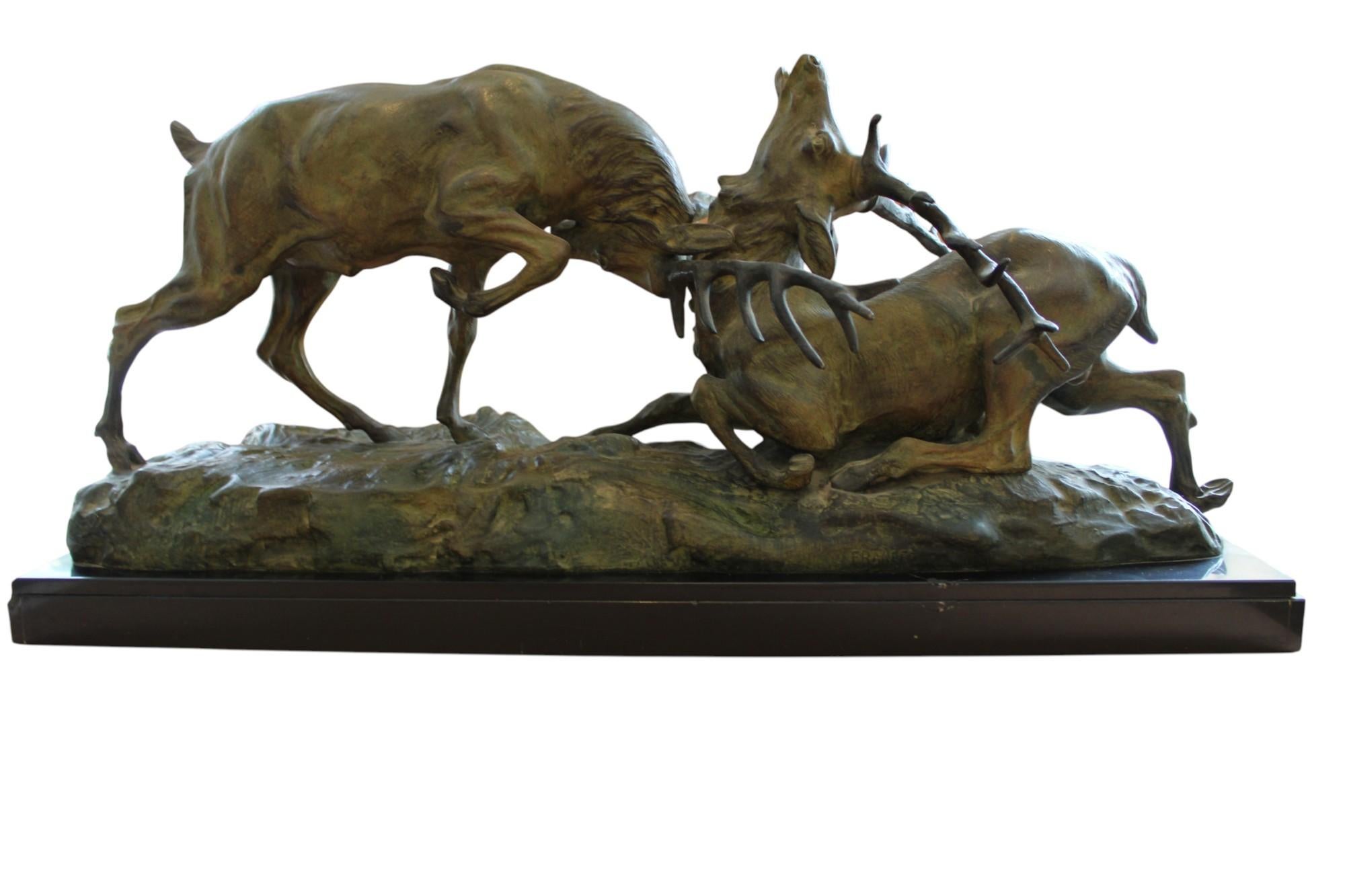Kampf der Hirsche – Sculpture von Thomas Francois-Cartier
