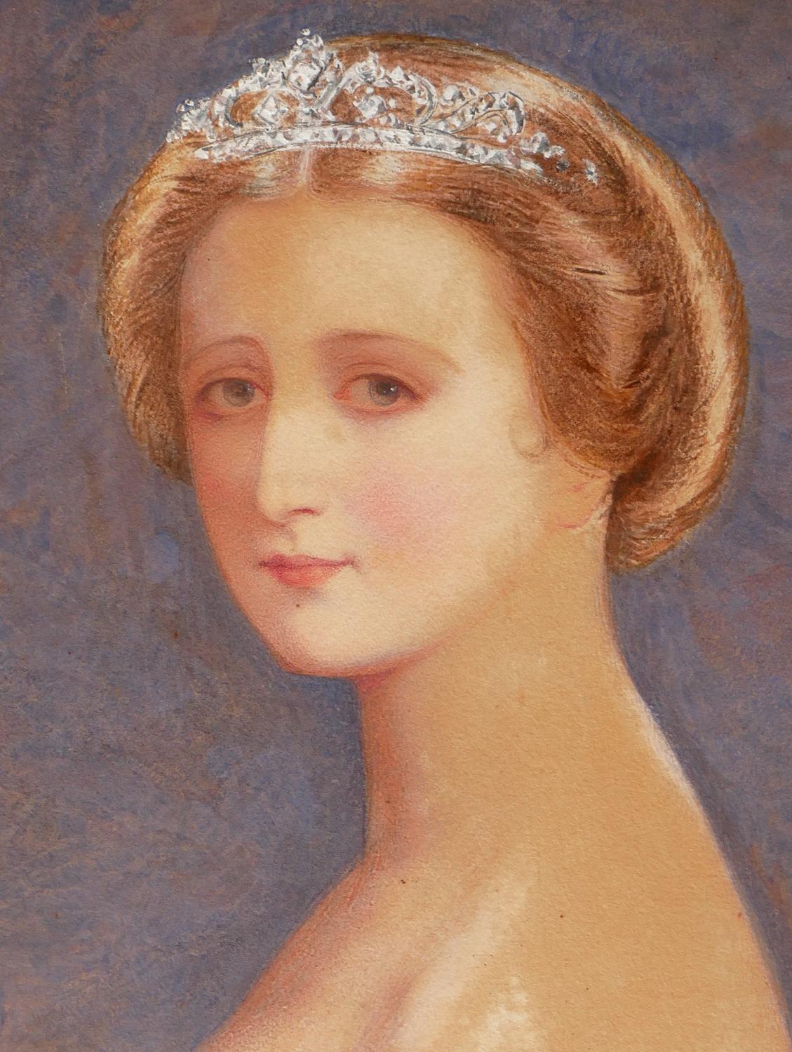 Pastel-Toned Portrait Painting of French Empress Eugénie de Montijo 6