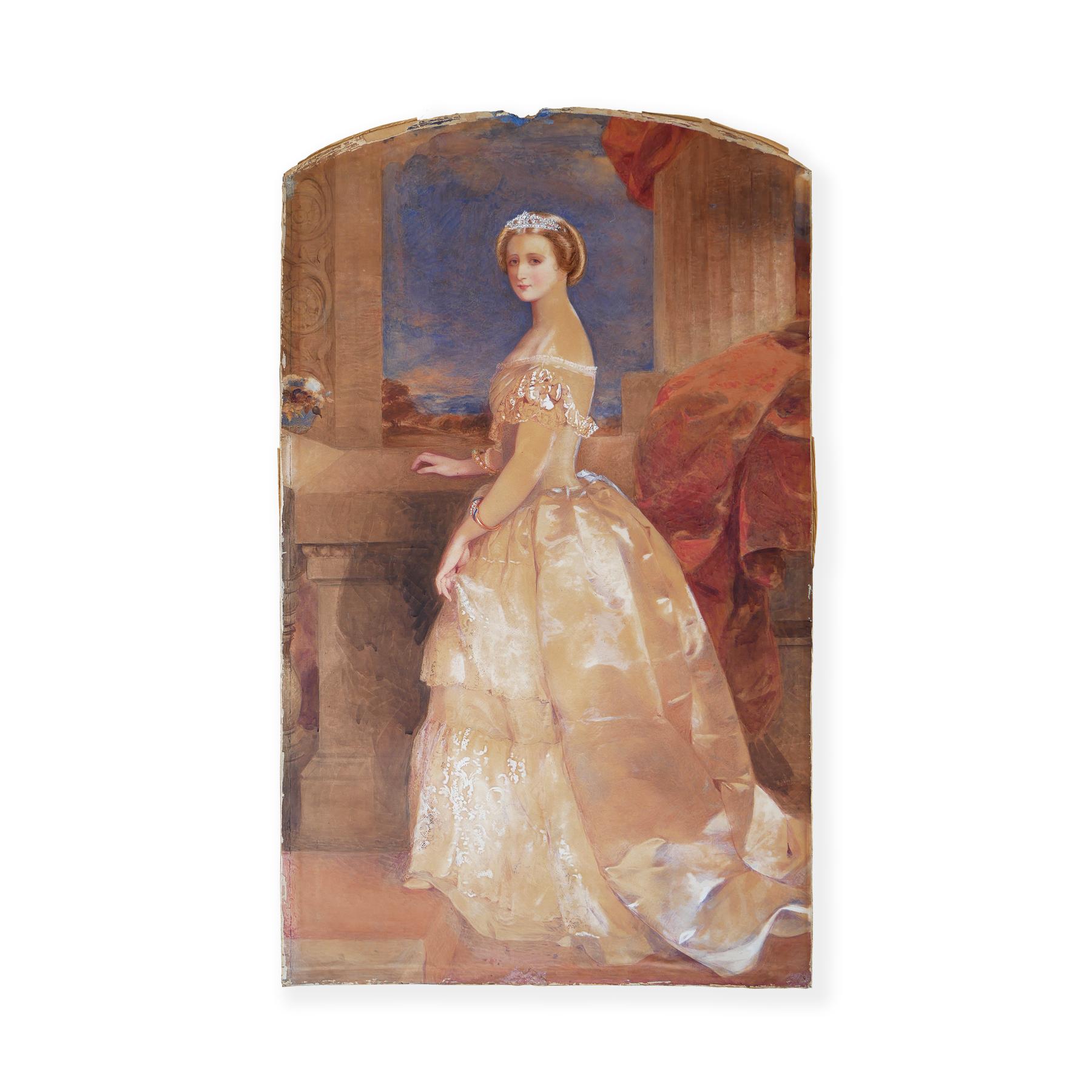 Pastel-Toned Portrait Painting of French Empress Eugénie de Montijo 4